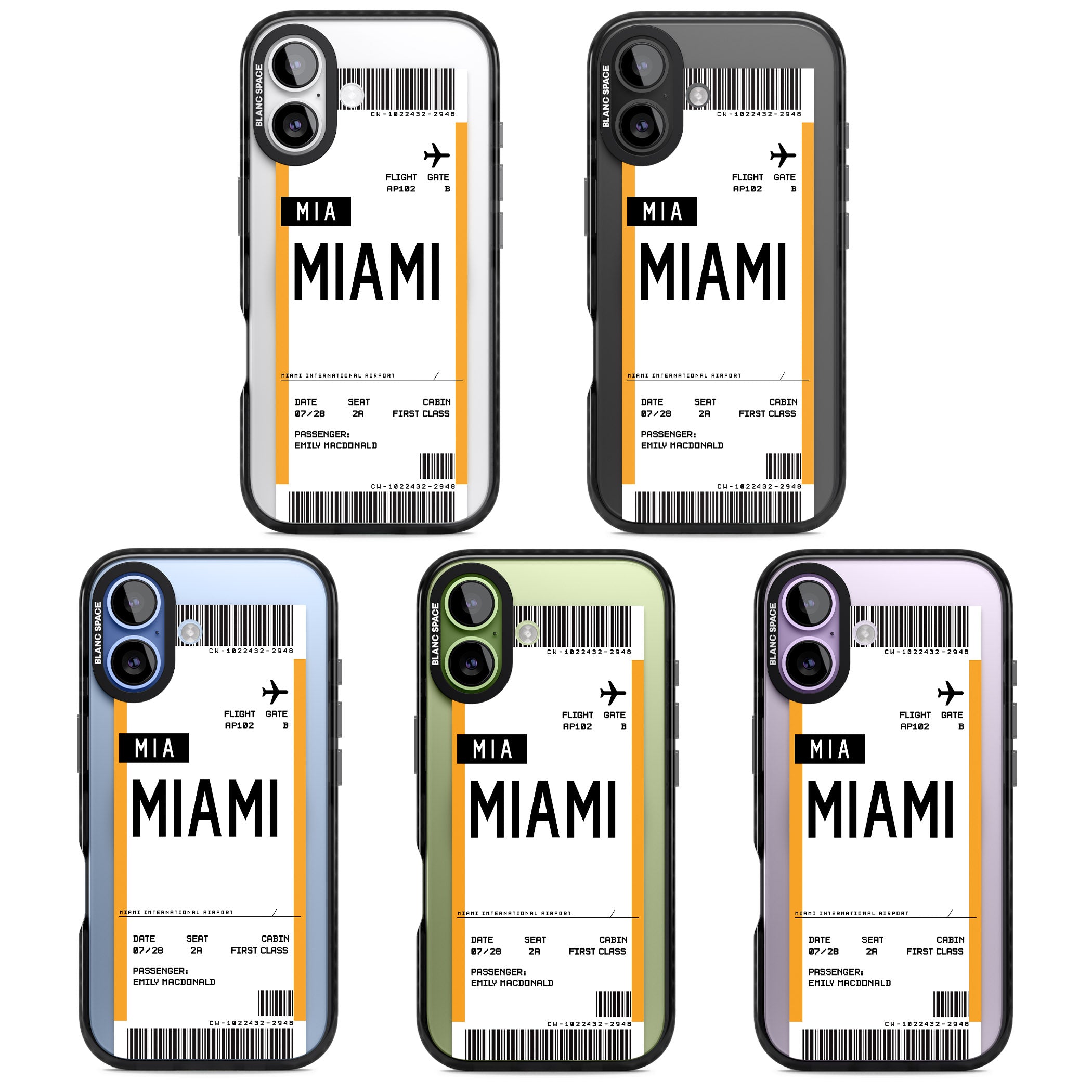 Personalised Miami Boarding Pass iPhone 17 Impact Pro Black Phone Case APT Impact Protection
