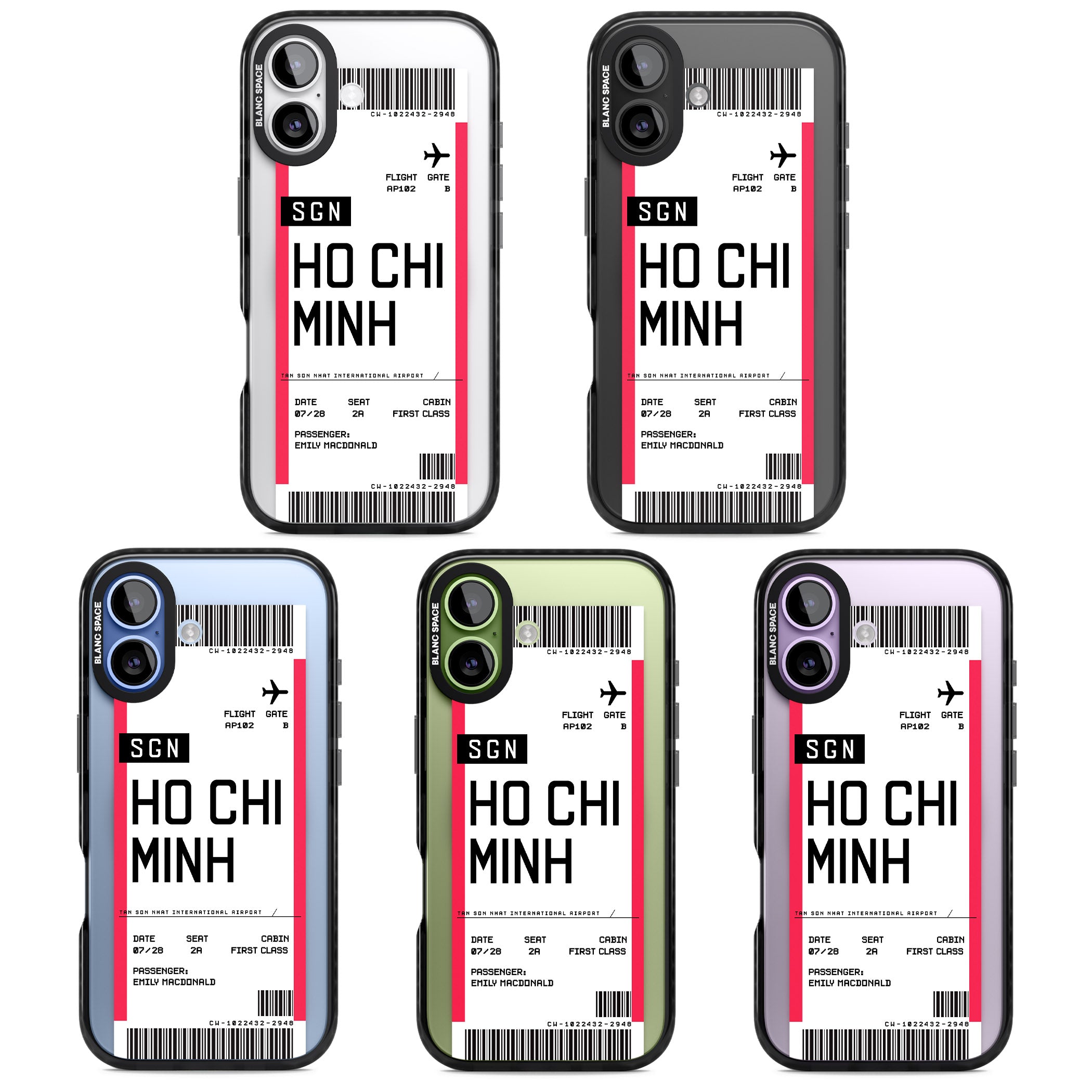 Personalised Ho Chi Minh Boarding Pass iPhone 17 Impact Pro Black Phone Case APT Impact Protection