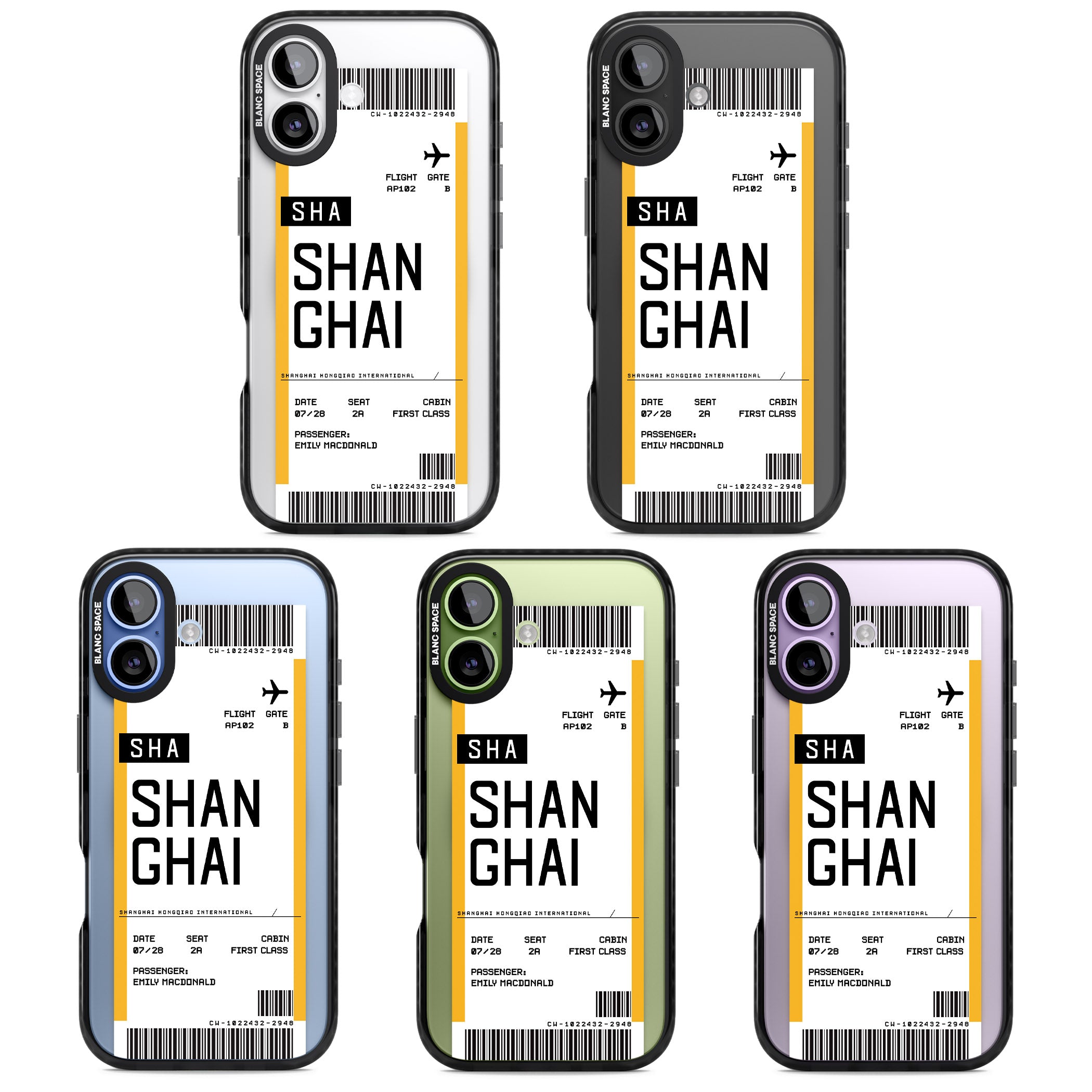 Personalised Shanghai Boarding Pass iPhone 17 Impact Pro Black Phone Case APT Impact Protection