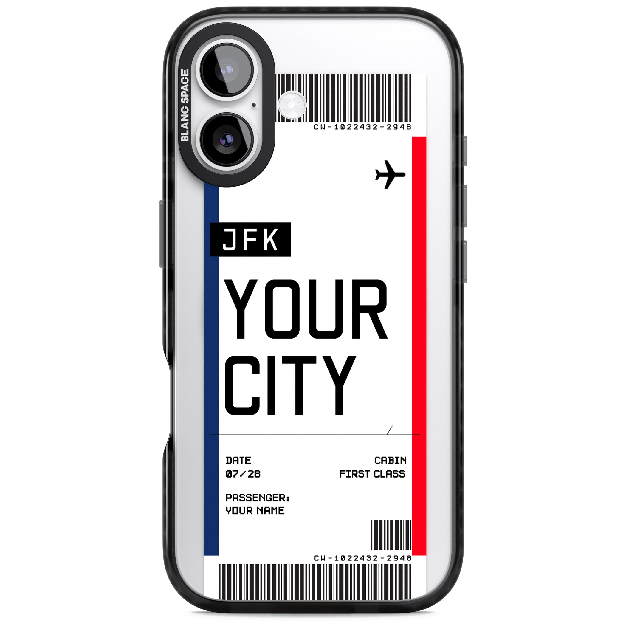 Personalised Create Your Own Boarding Pass Ticket iPhone 17 Impact Pro Black Phone Case