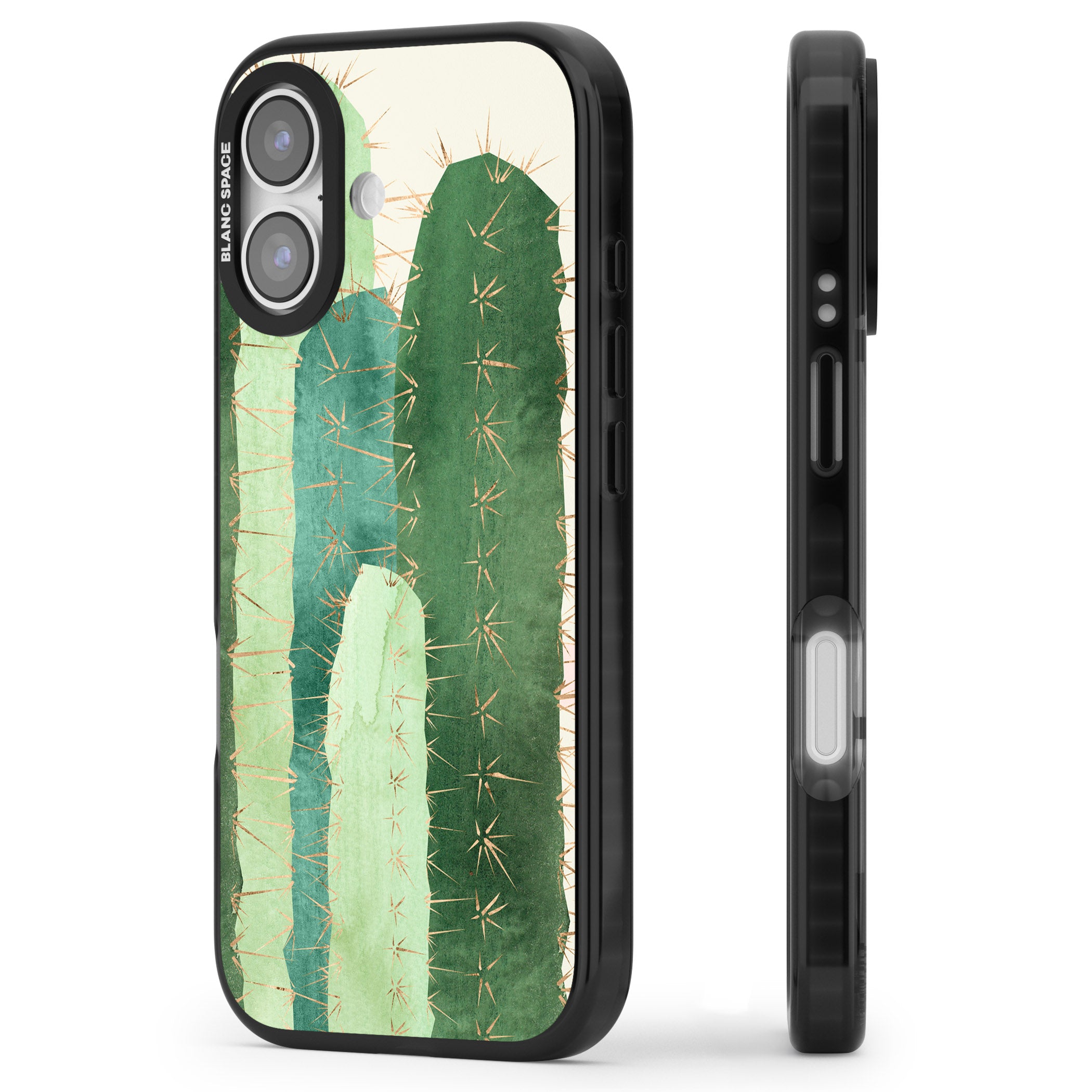 Large Cacti iPhone 17 Impact Pro Black Phone Case Side Profile