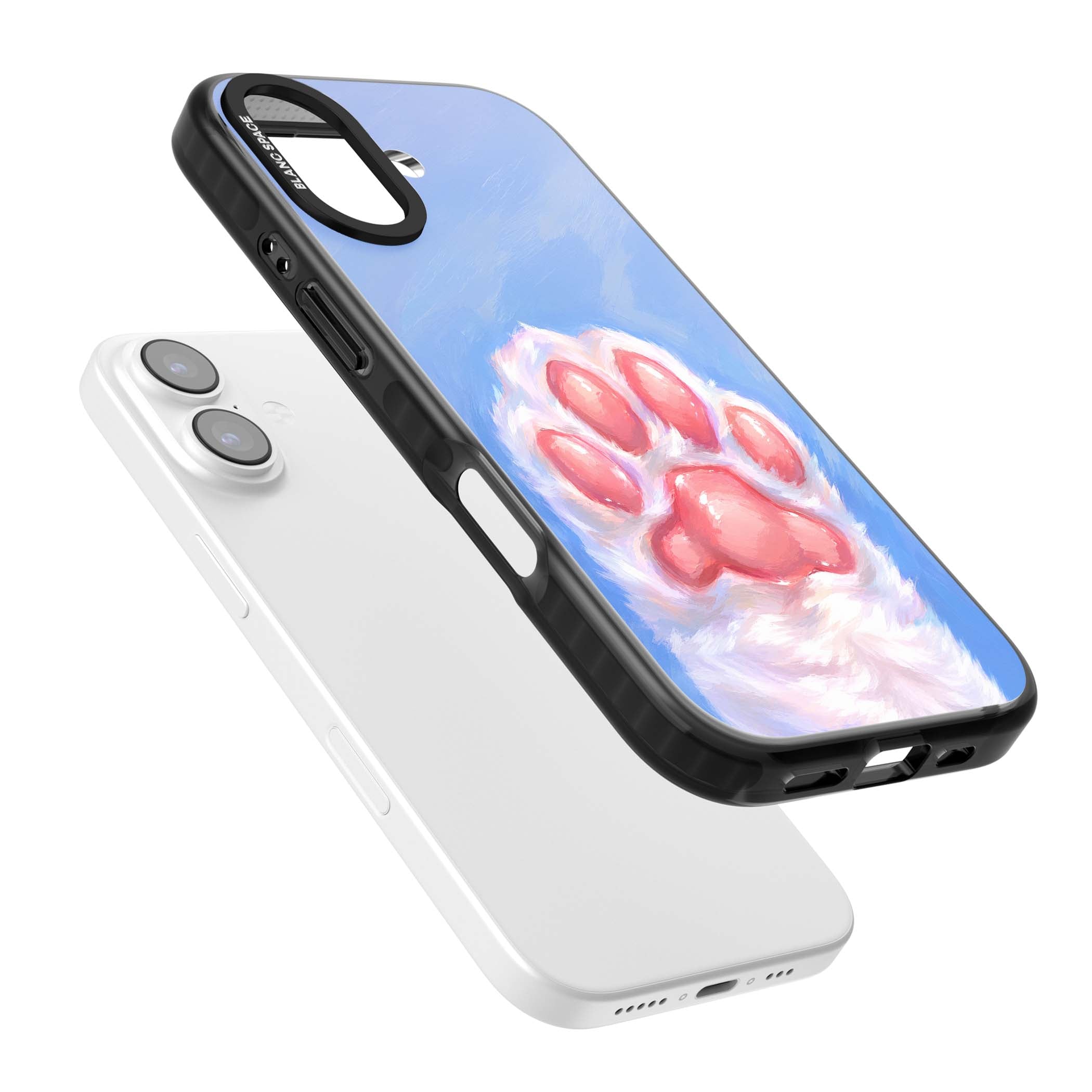 Soft White Paw cute iPhone case | Black Impact Magsafe case for iPhone 17