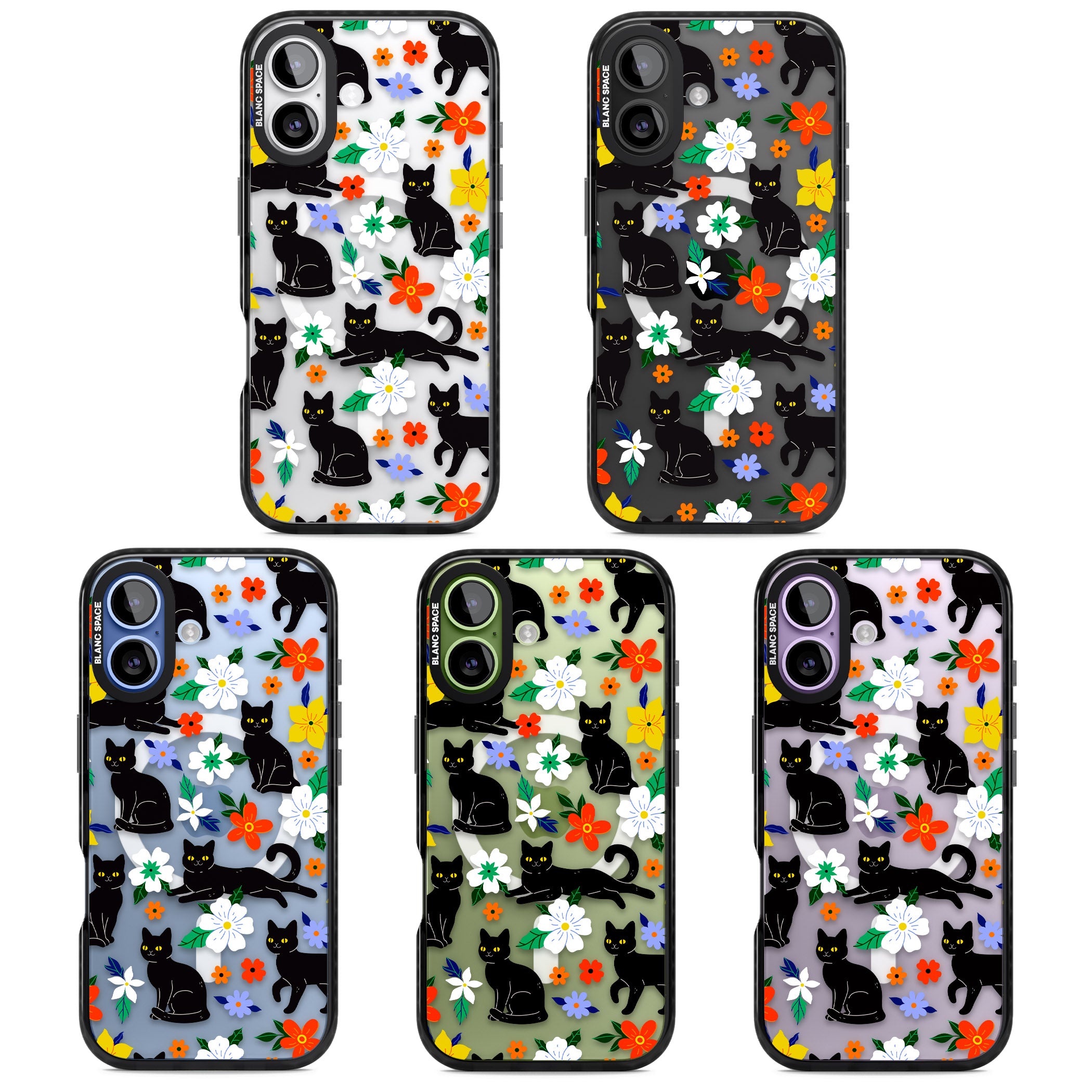 Cats Flowers iPhone 17 Impact Pro Black Phone Case APT Impact Protection