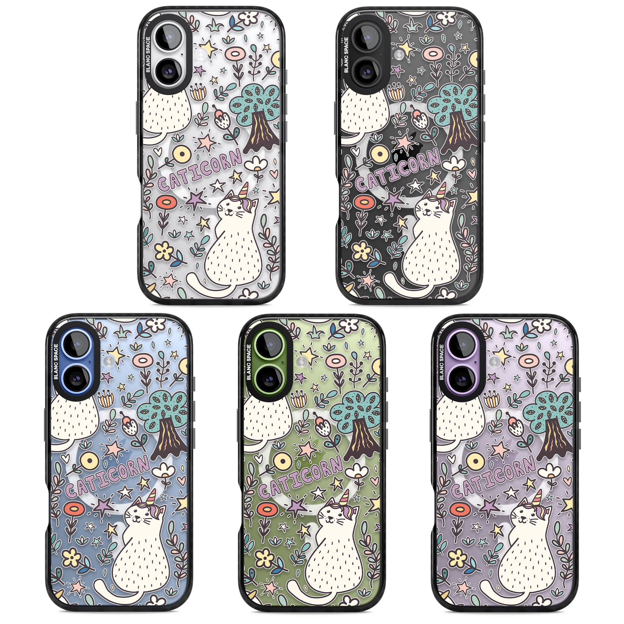Caticorn Pattern iPhone 17 Impact Pro Black Phone Case APT Impact Protection