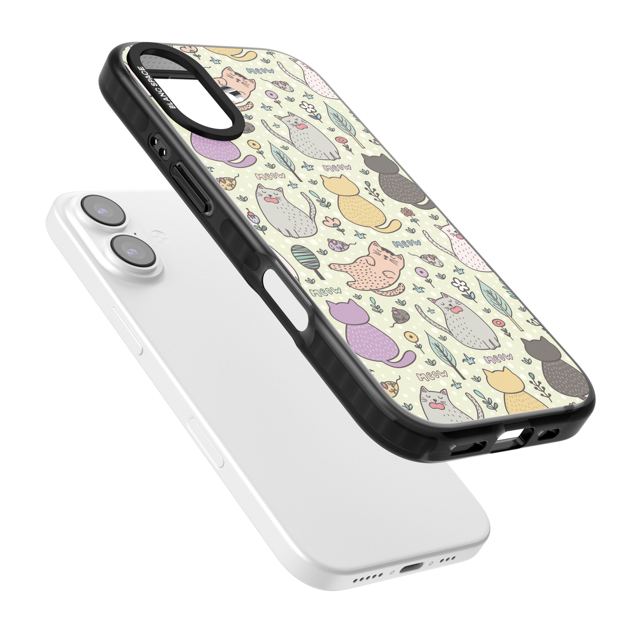 Cat Pattern Cream iPhone 17 Impact Pro Black Phone Case Colours