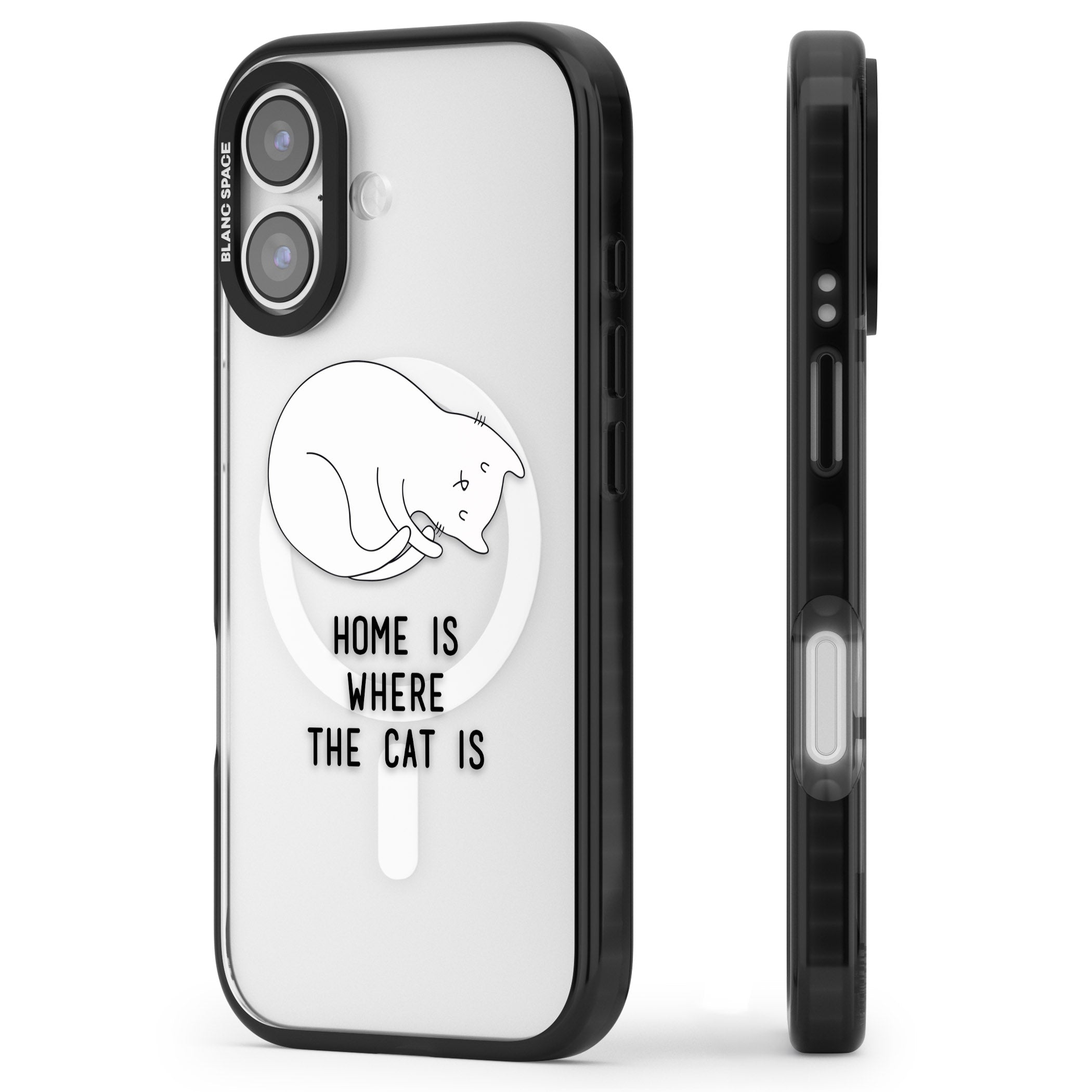 Home Is Where The Cat Is iPhone 17 Impact Pro Black Phone Case Side Profile