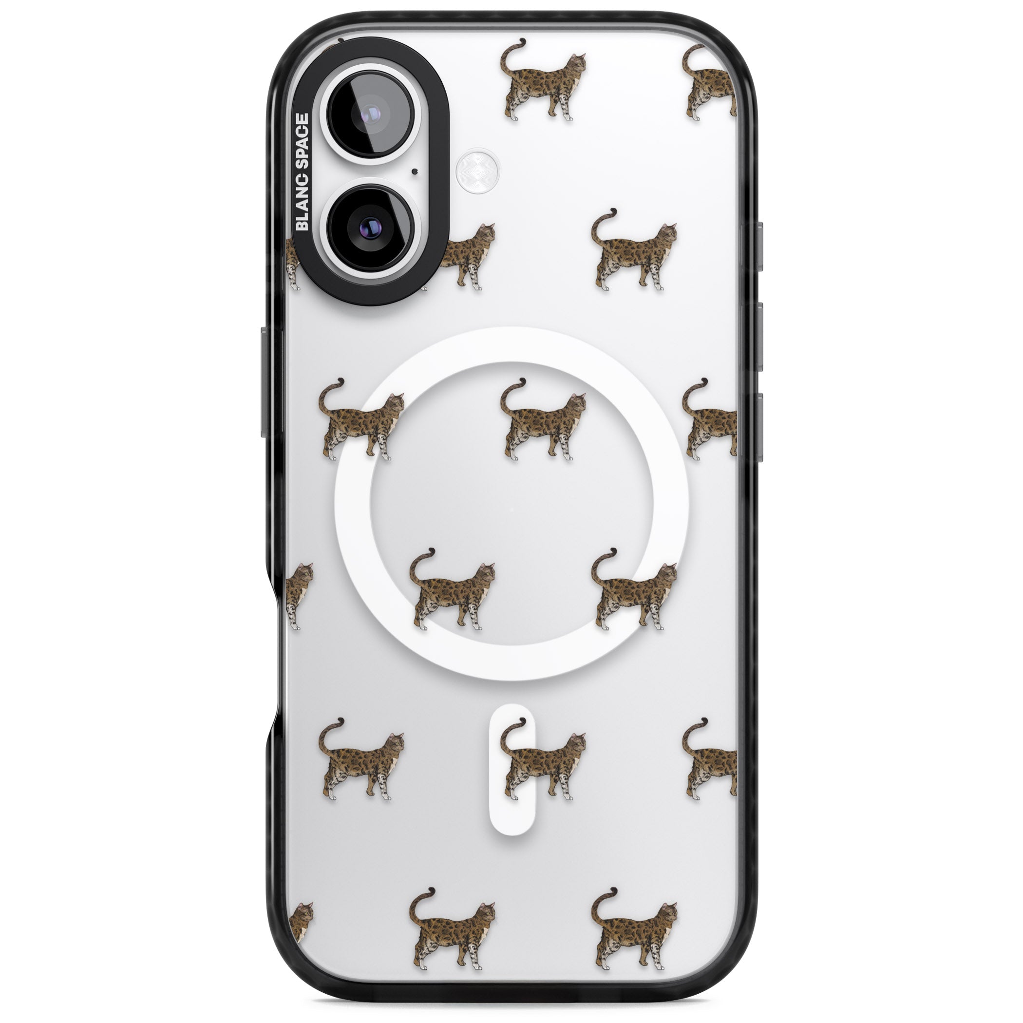 Bengal Cat Pattern iPhone 17 Impact Pro Black Phone Case