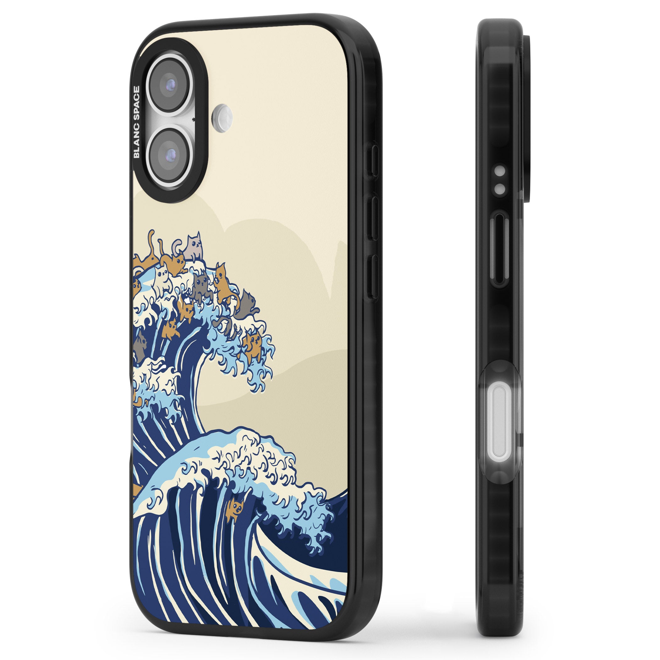 The Great Cat Wave iPhone 17 Impact Pro Black Phone Case Side Profile