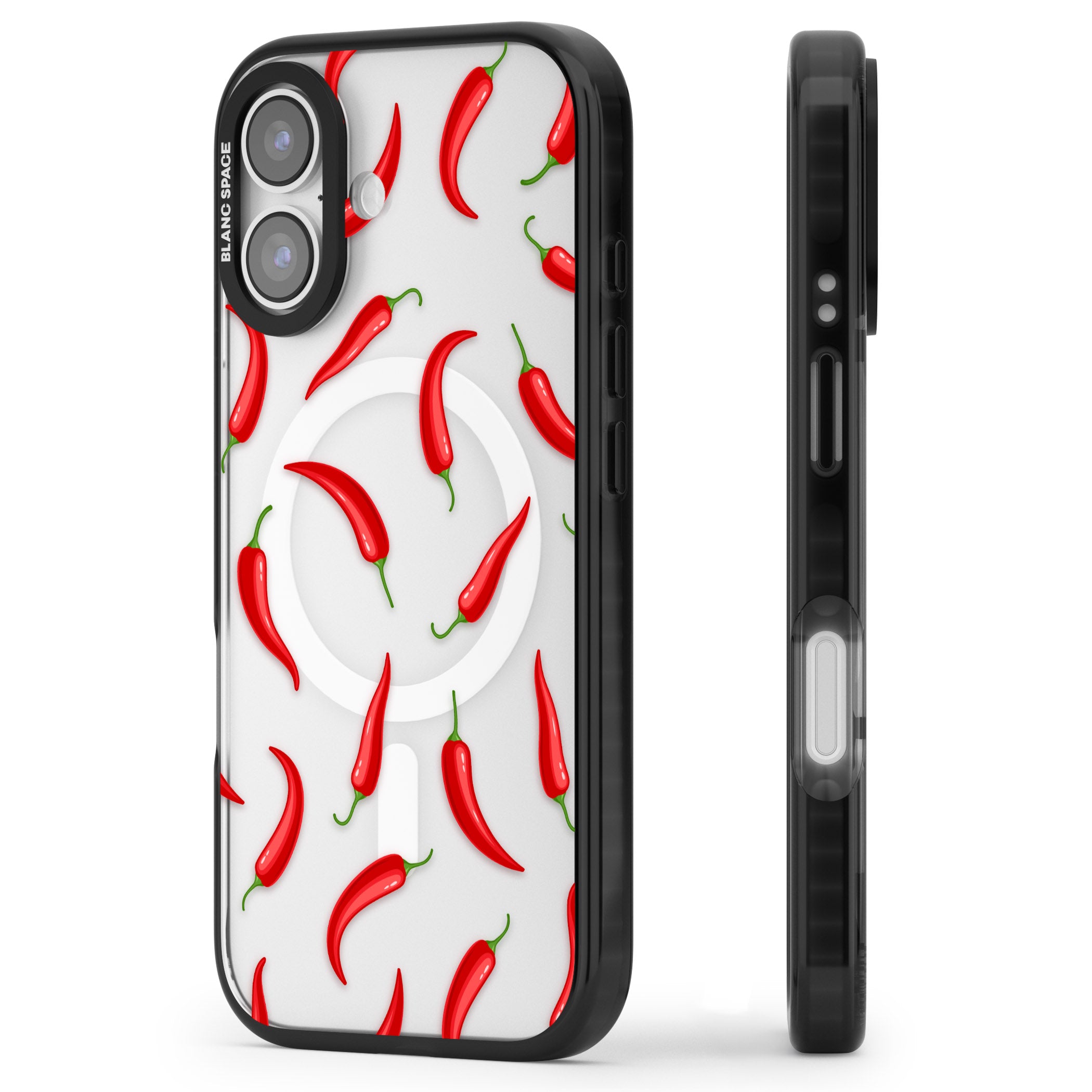 Chilli Pattern iPhone 17 Impact Pro Black Phone Case Side Profile