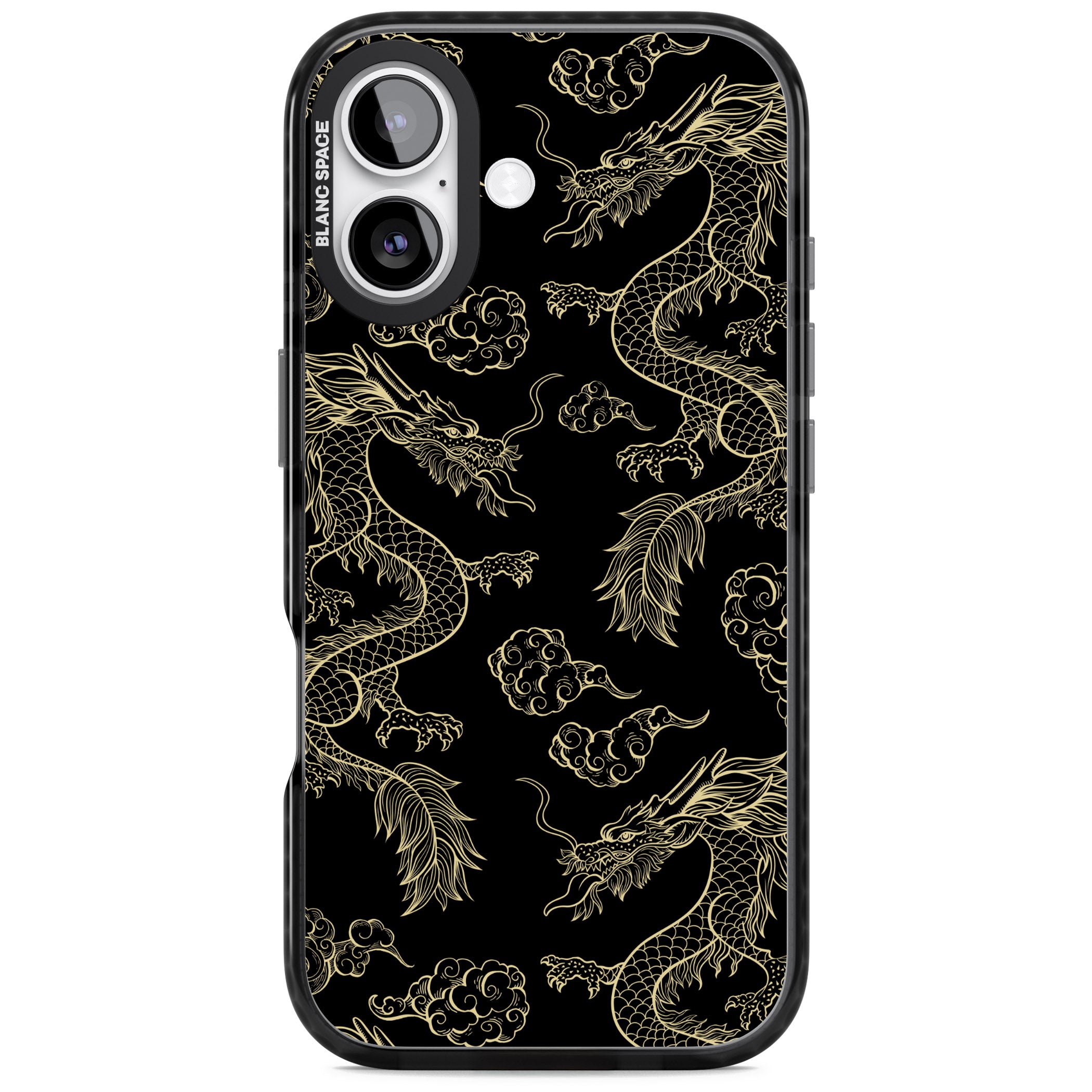 Black And Gold Dragon Pattern iPhone 17 Impact Pro Black Phone Case