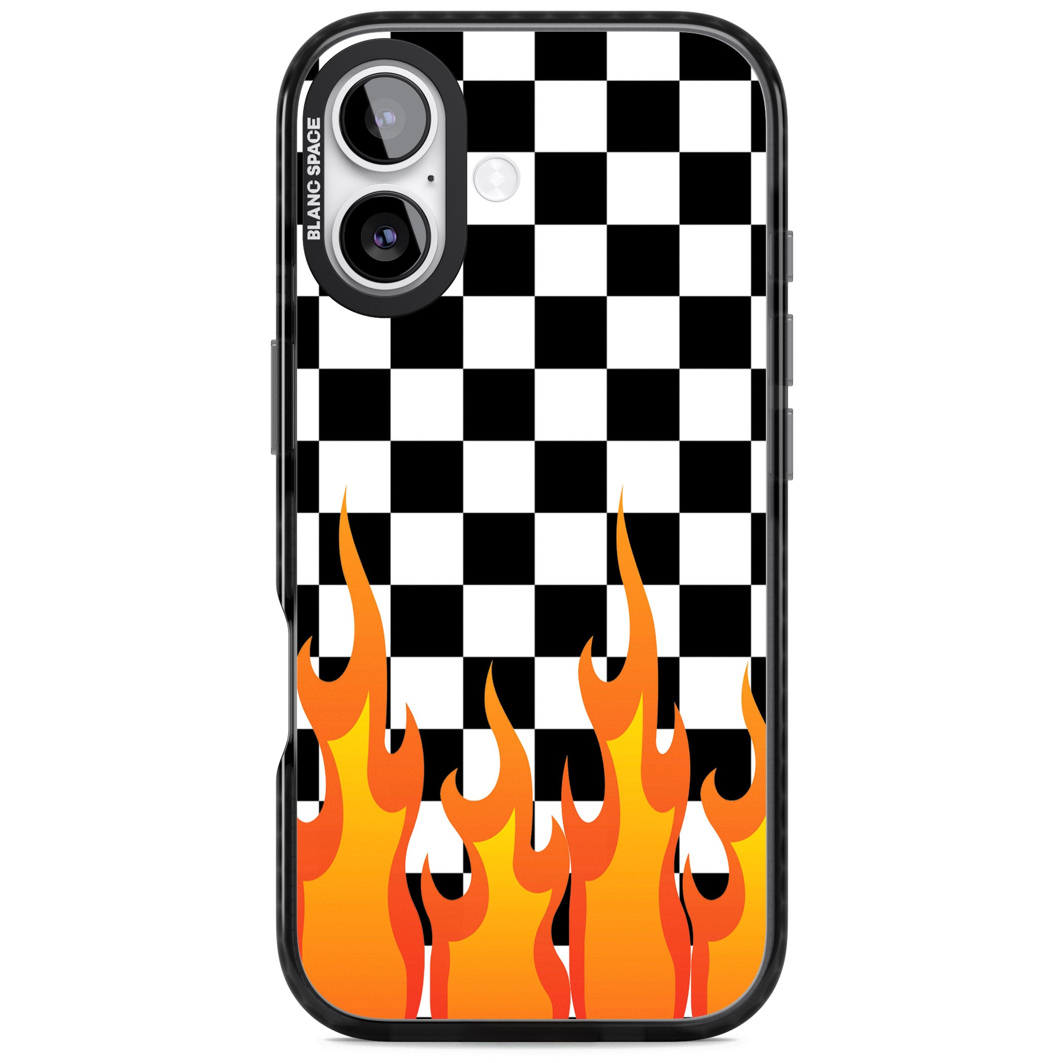 Checkered Fire iPhone 17 Impact Pro Black Phone Case