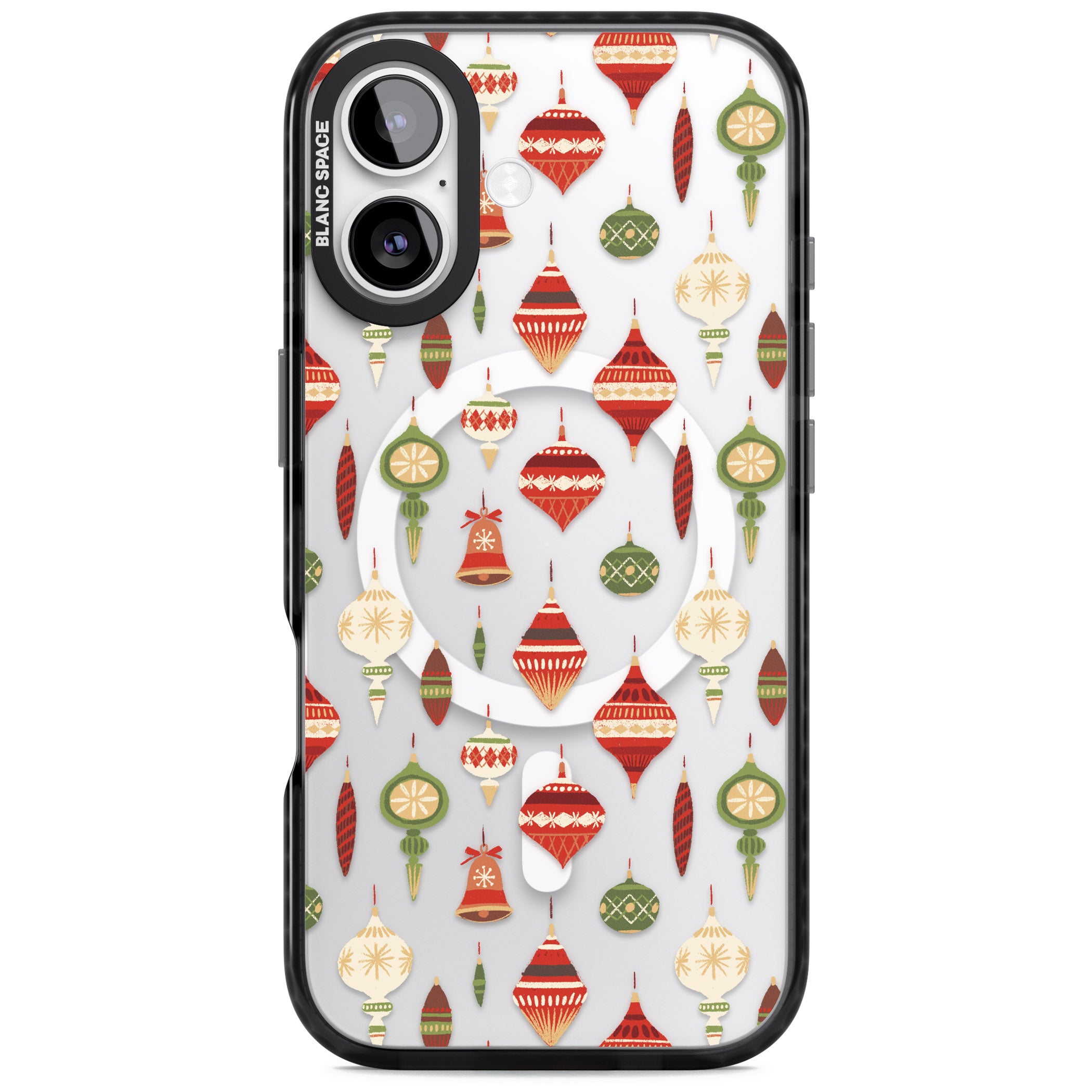 Christmas Baubles Pattern iPhone 17 Impact Pro Black Phone Case