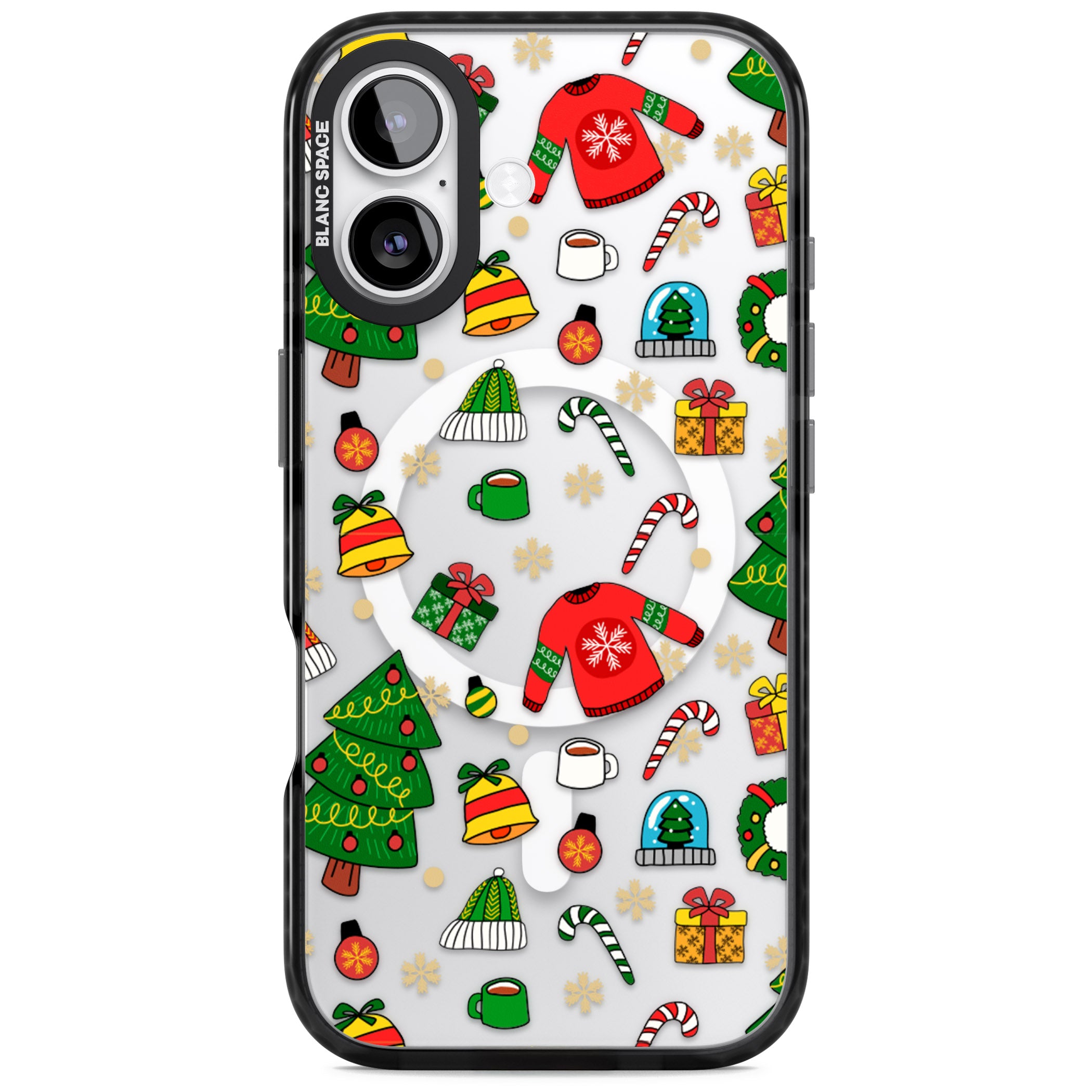Christmas Mixture Pattern iPhone 17 Impact Pro Black Phone Case
