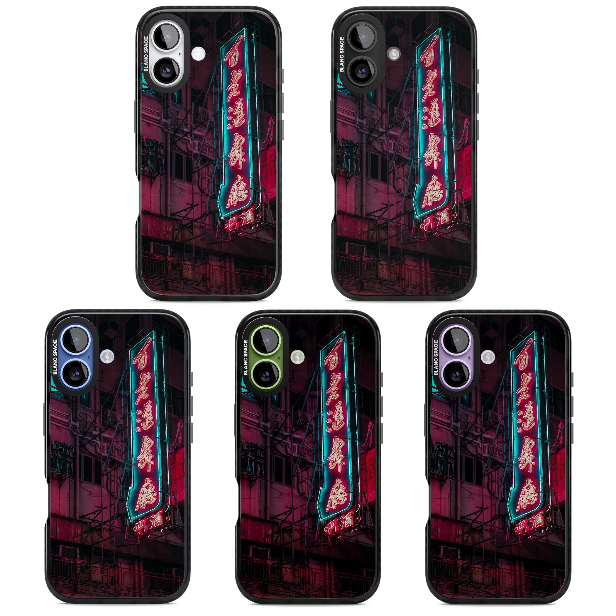 Neon Kanji Cityscape iPhone 17 Impact Pro Black Phone Case APT Impact Protection