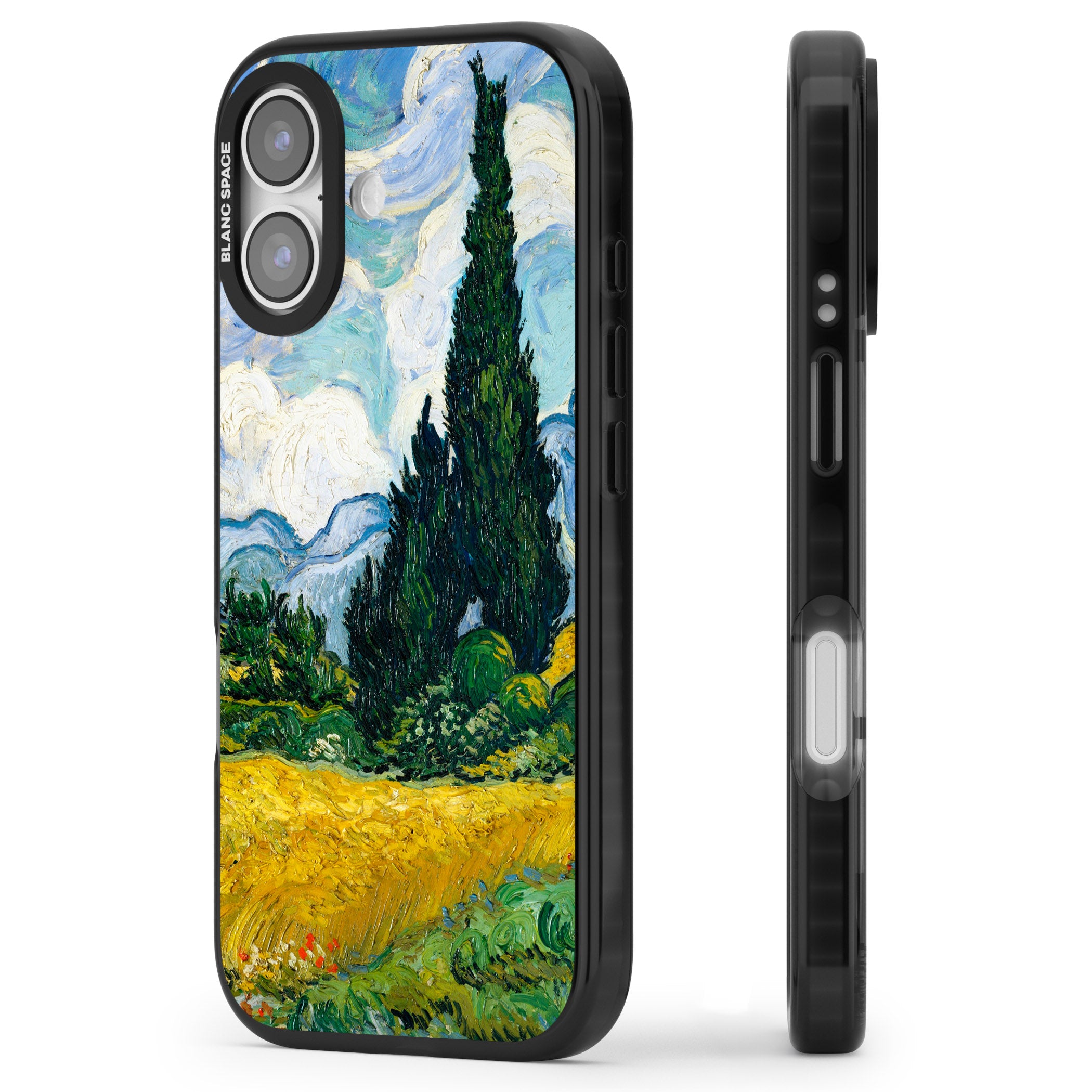 Wheat Field With Cypresses By Vincent Van Gogh iPhone 17 Impact Pro Black Phone Case Side Profile