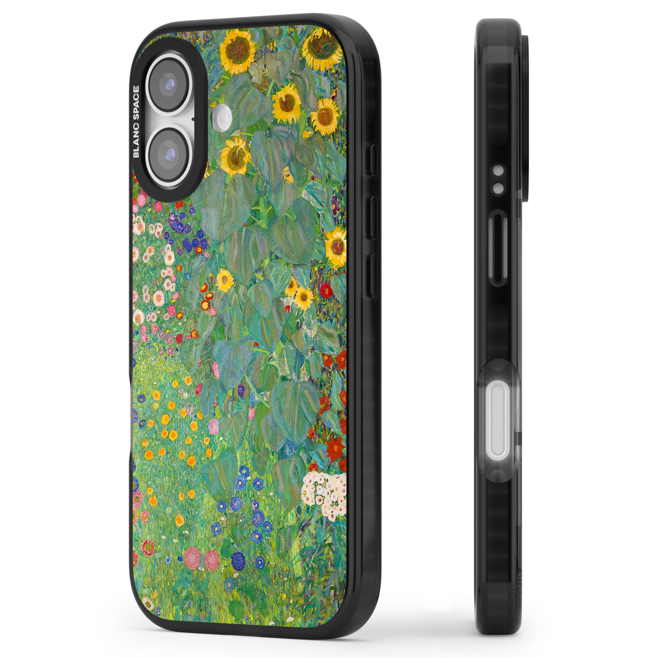 Farm Garden With Sunflowers iPhone 17 Impact Pro Black Phone Case Side Profile