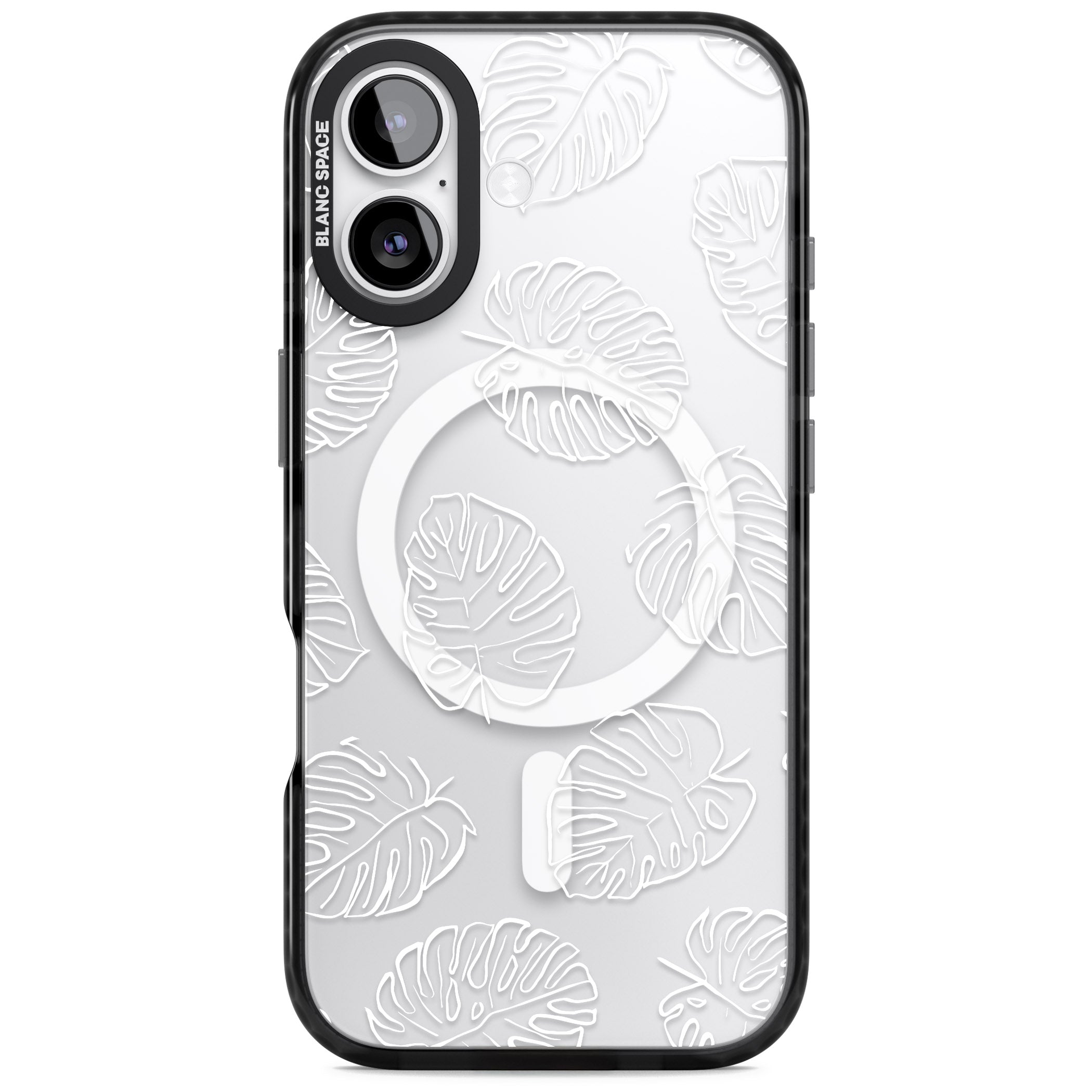 Monstera Outline iPhone 17 Impact Pro Black Phone Case