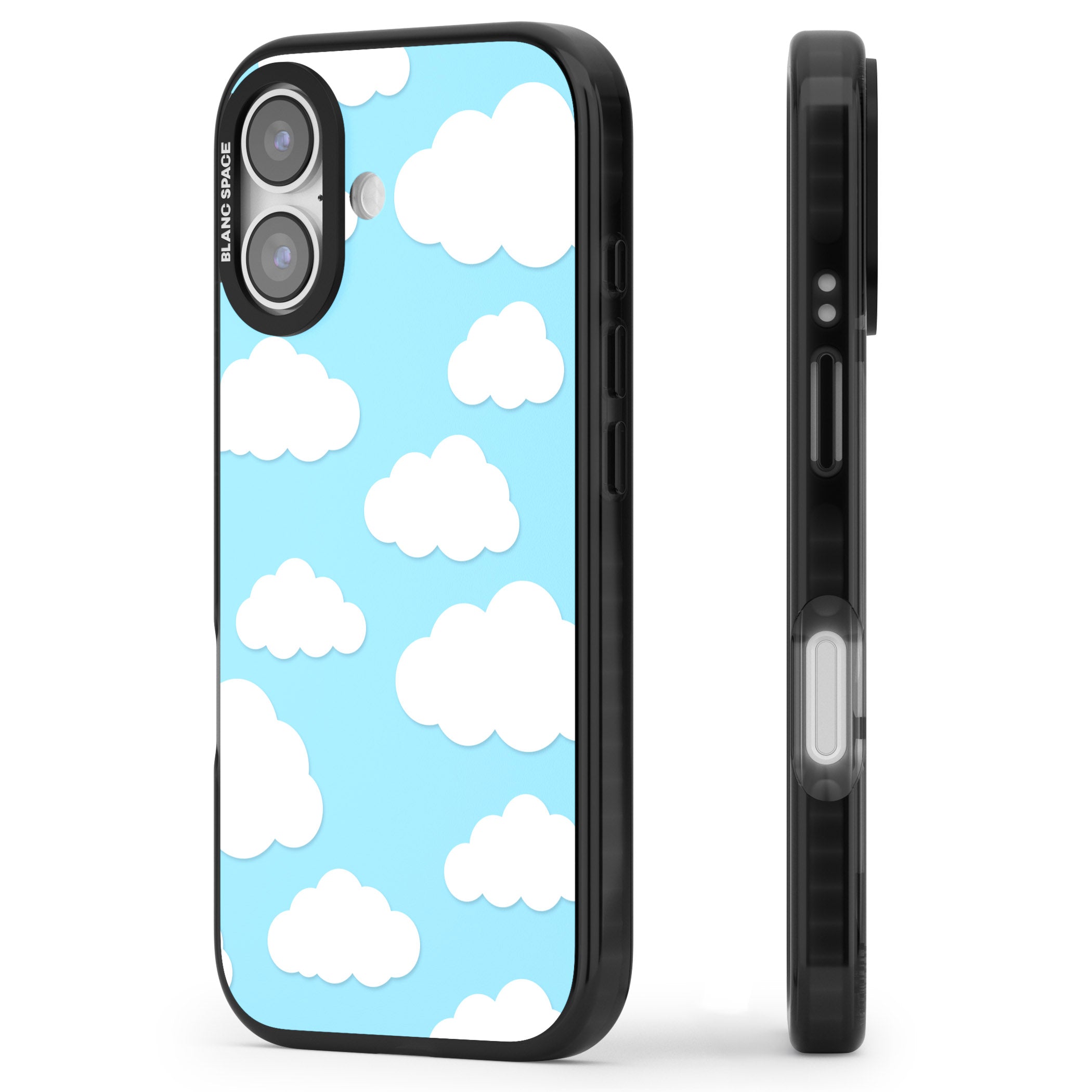 Blue Sky & Clouds Pattern iPhone 17 Impact Pro Black Phone Case Side Profile