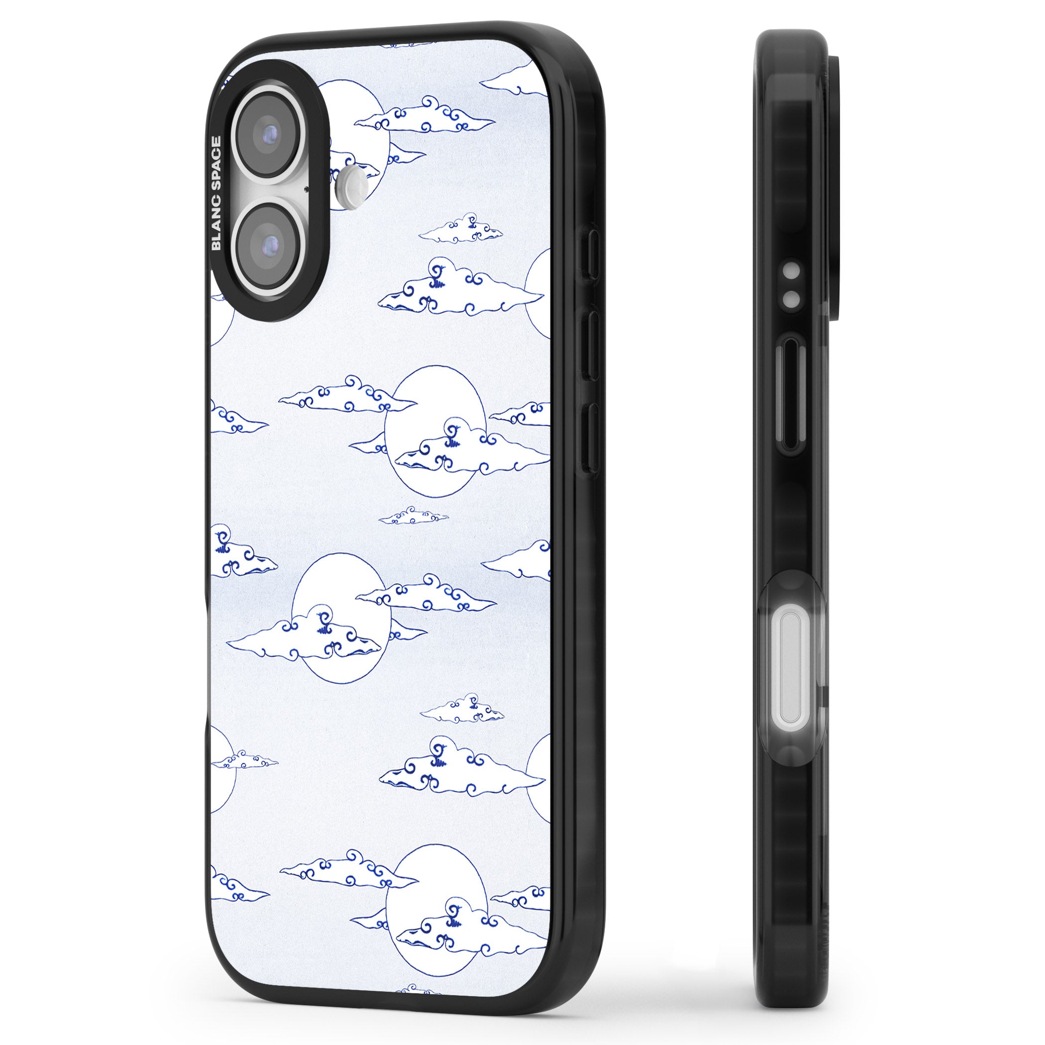 Moon & Clouds iPhone 17 Impact Pro Black Phone Case Side Profile