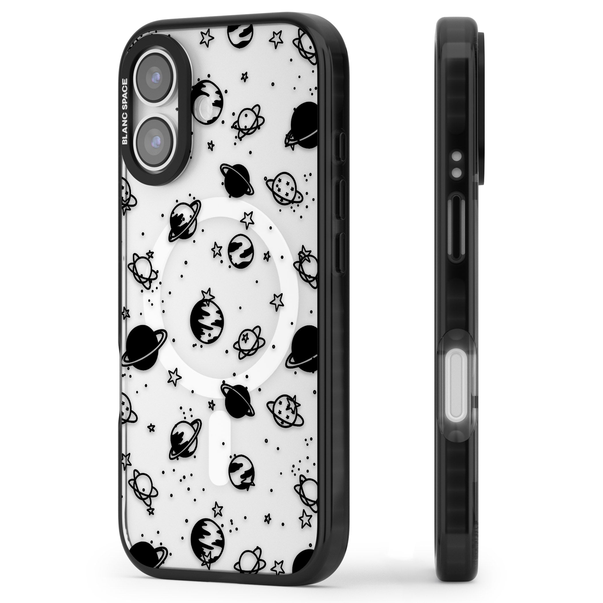 Black Planets iPhone 17 Impact Pro Black Phone Case Side Profile