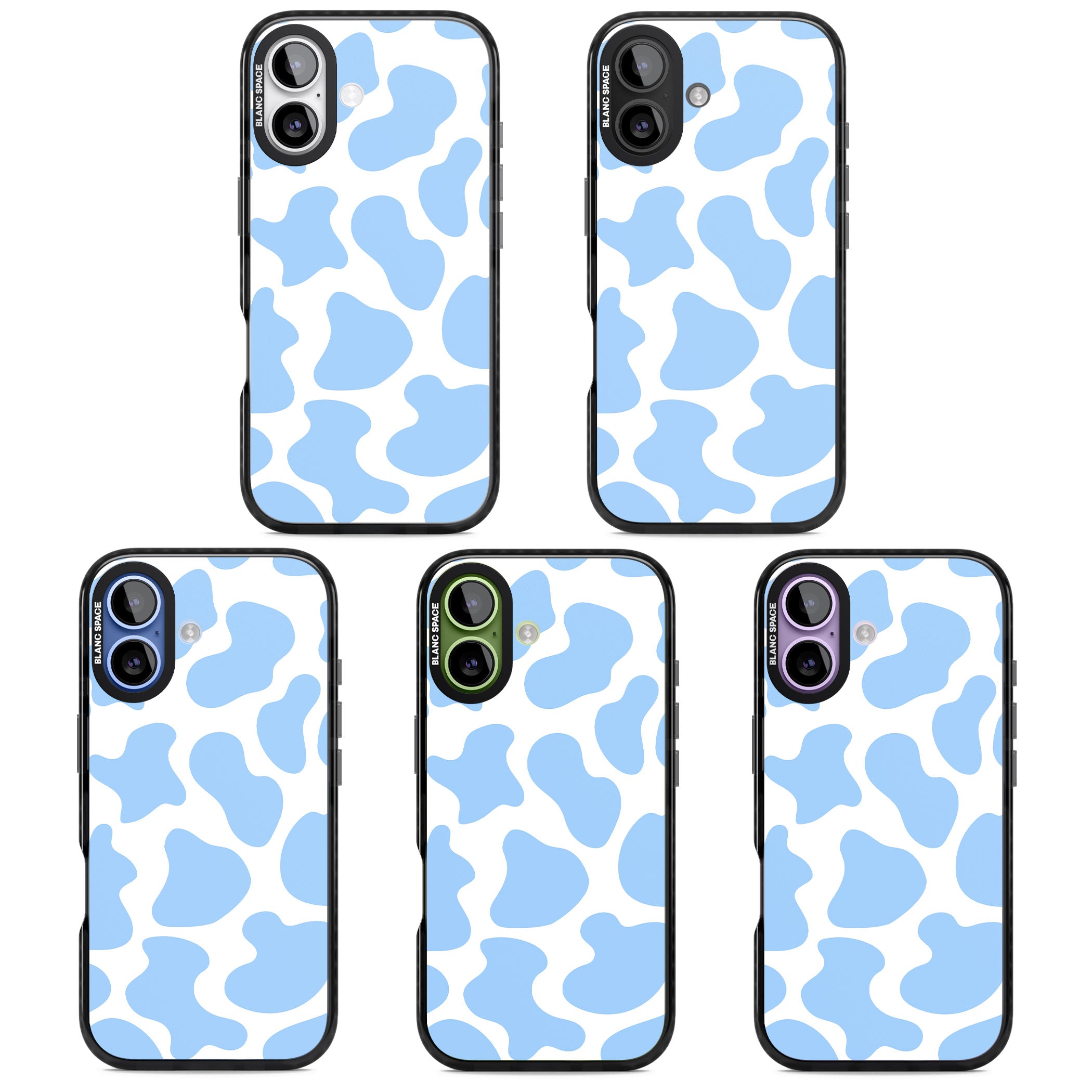 Blue And White Cow Print iPhone 17 Impact Pro Black Phone Case APT Impact Protection