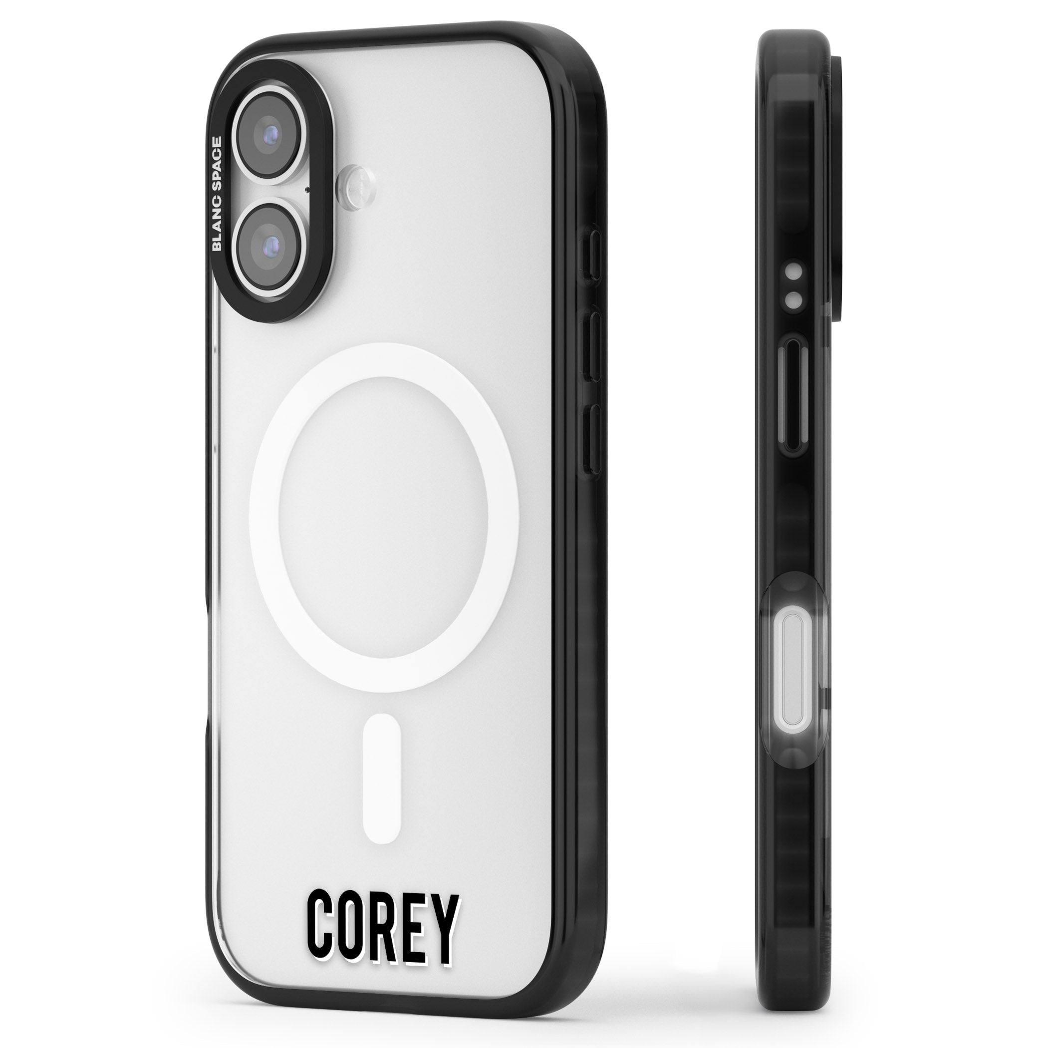 Personalised Bottom Name iPhone 17 Impact Pro Black Phone Case Side Profile