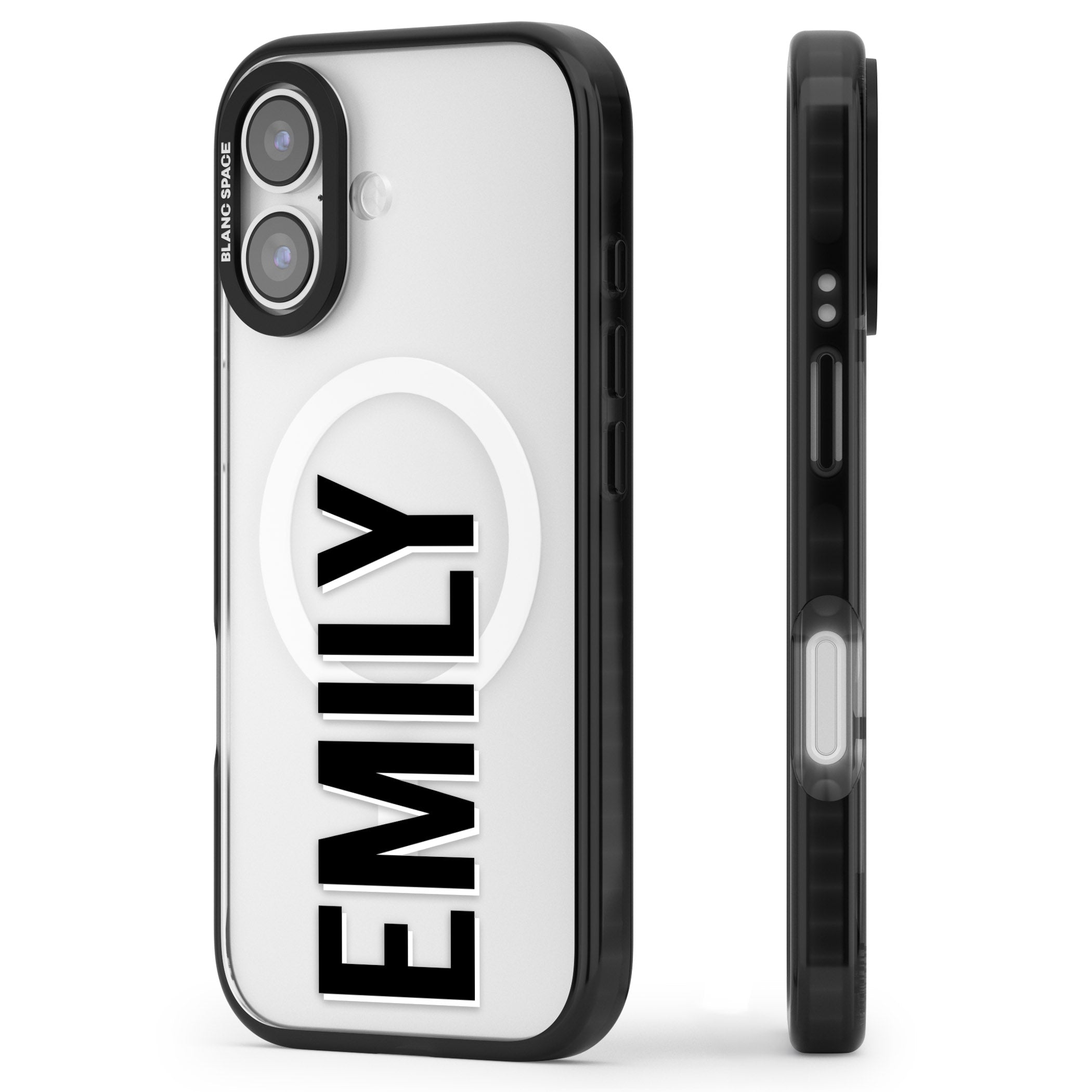 Personalised Vertical Name iPhone 17 Impact Pro Black Phone Case Side Profile