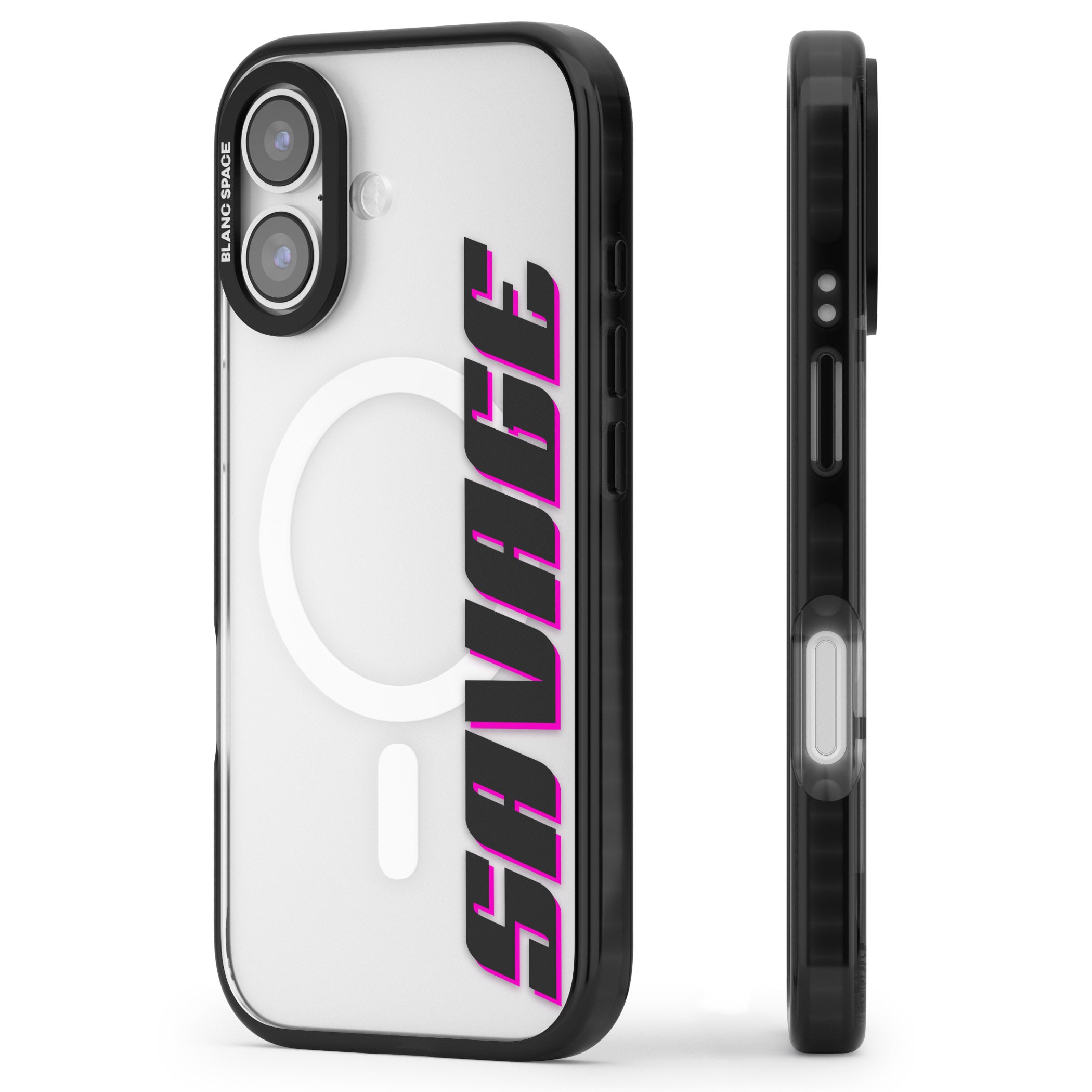 Personalised Cool Vertical Name iPhone 17 Impact Pro Black Phone Case Side Profile