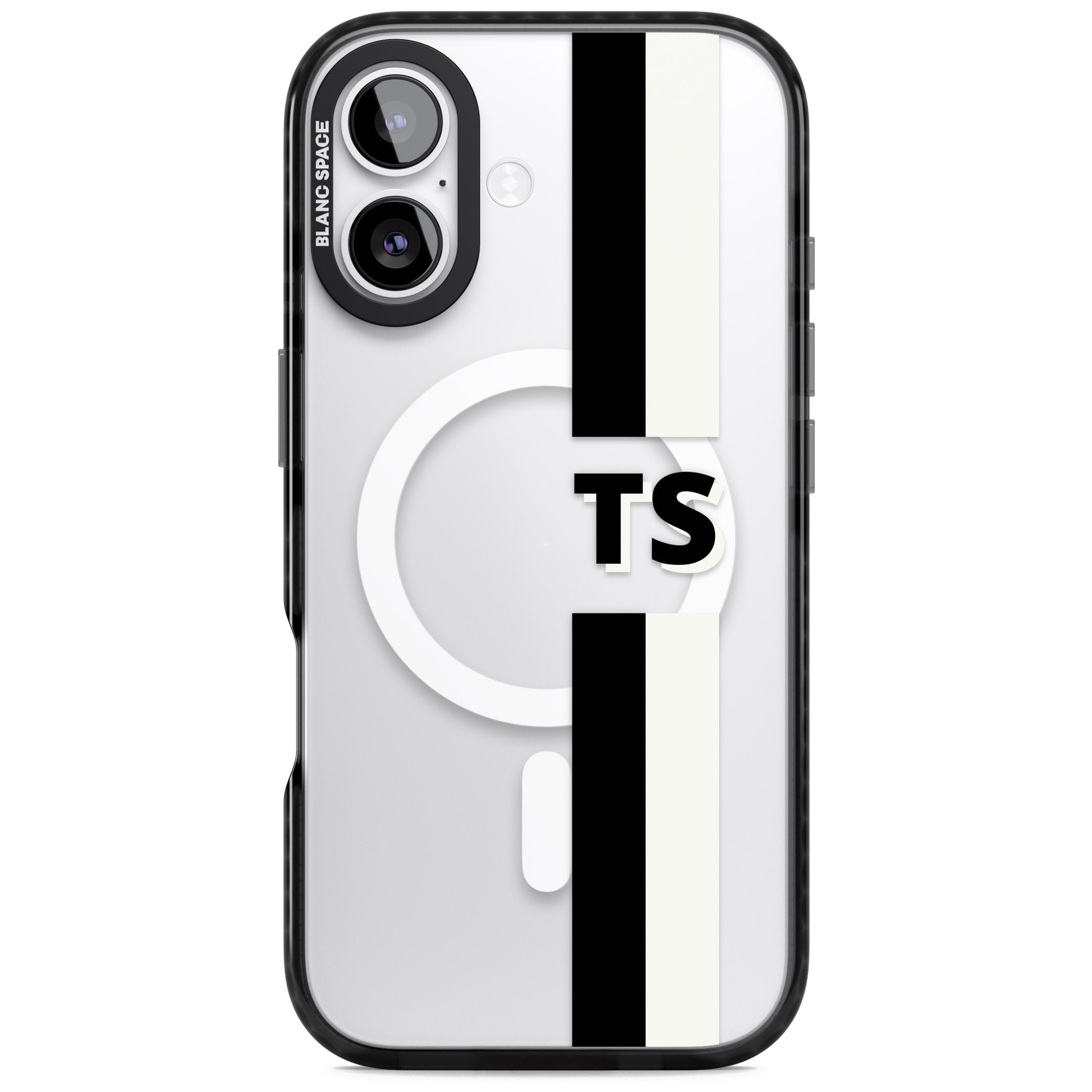 Personalised Black And White Stripe iPhone 17 Impact Pro Black Phone Case