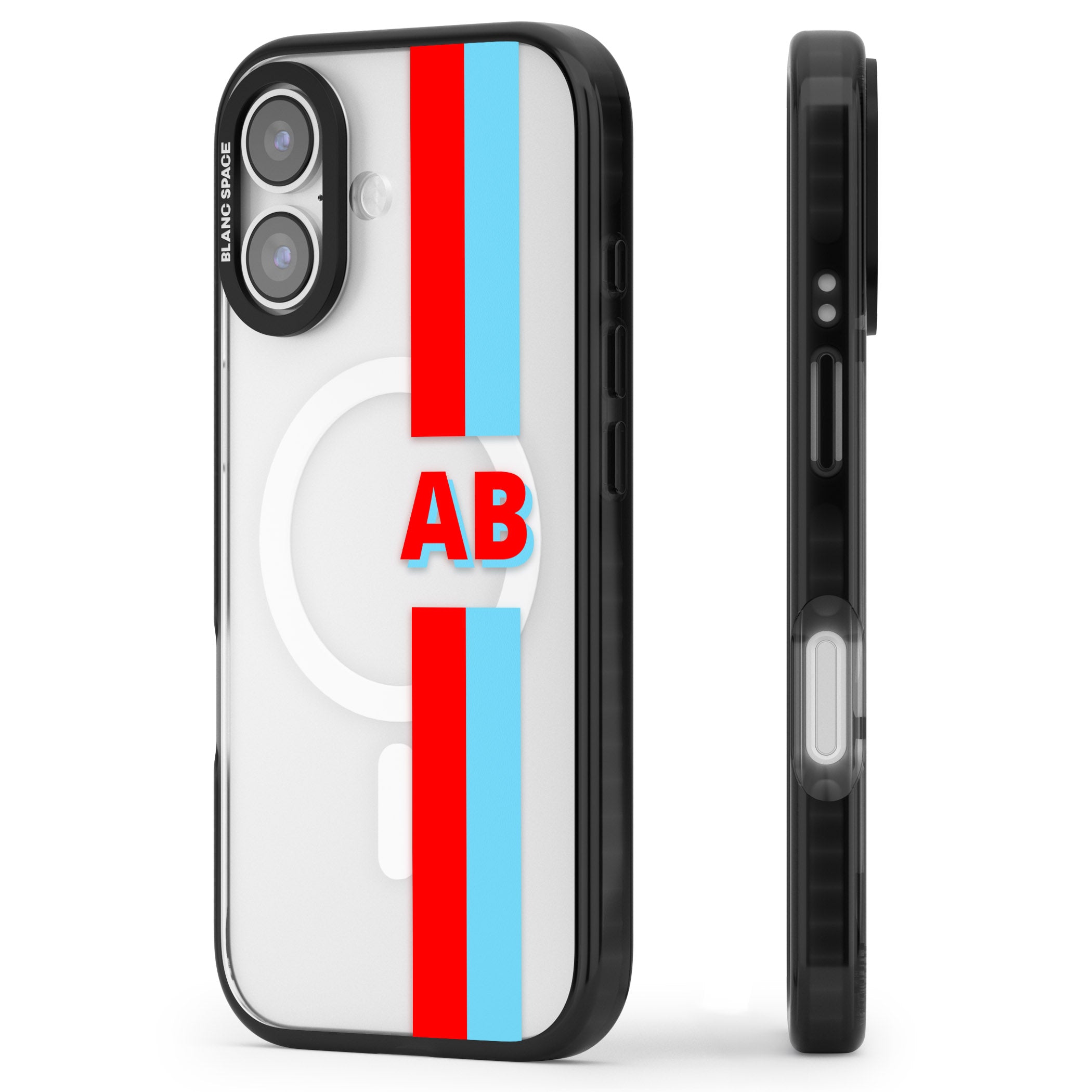 Personalised Bold Striped iPhone 17 Impact Pro Black Phone Case Side Profile