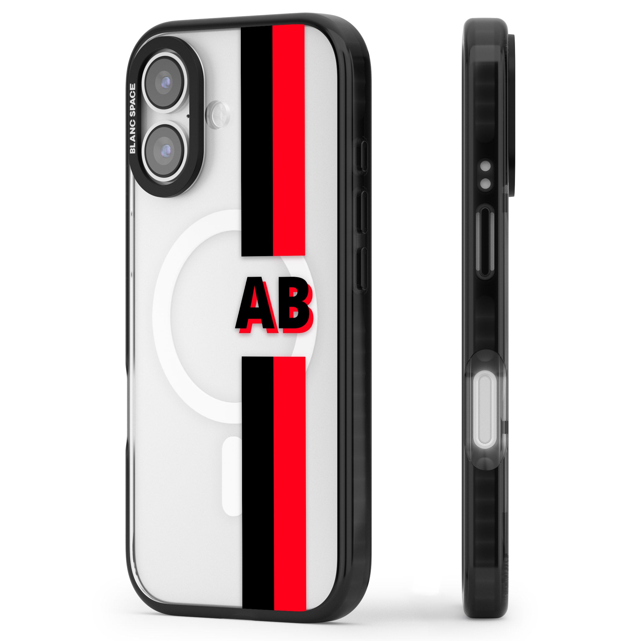 Personalised Bold Stripe iPhone 17 Impact Pro Black Phone Case Side Profile