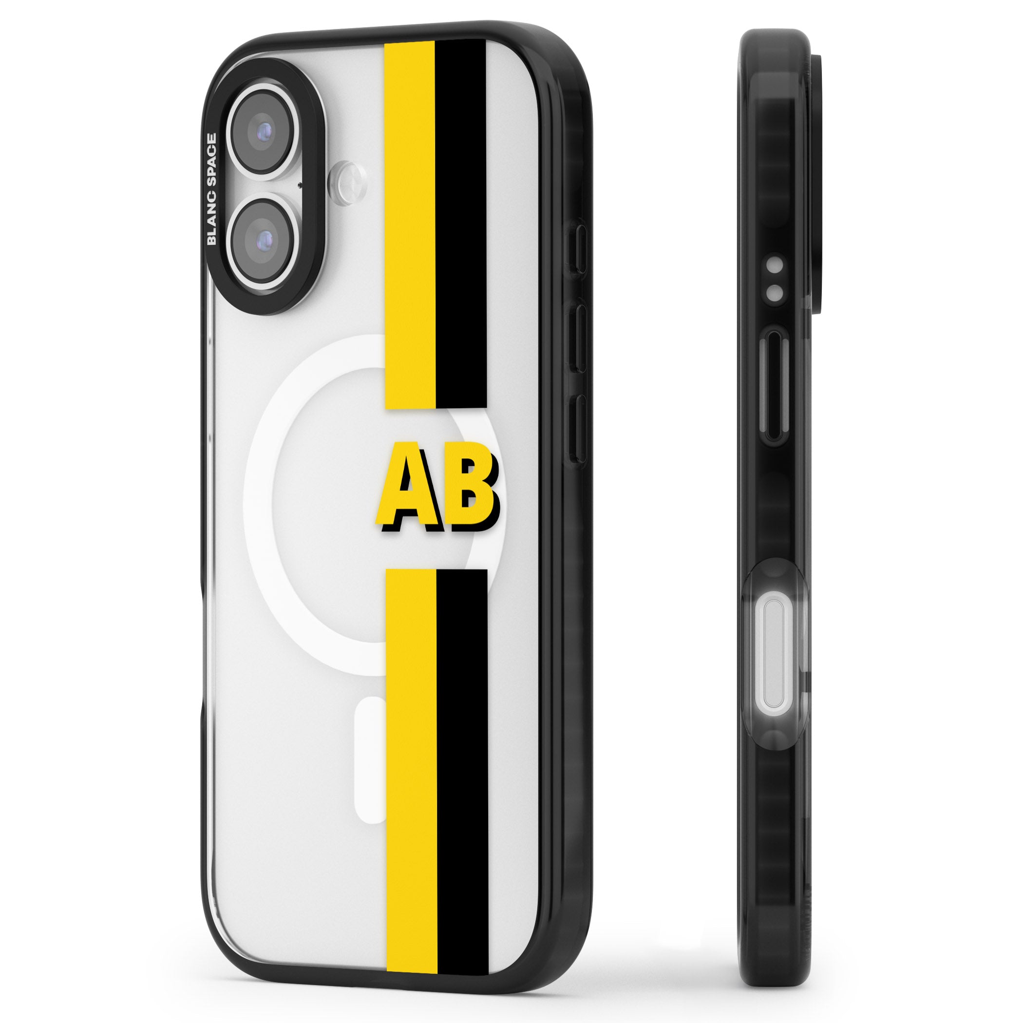 Personalised Bold Name Striped iPhone 17 Impact Pro Black Phone Case Side Profile