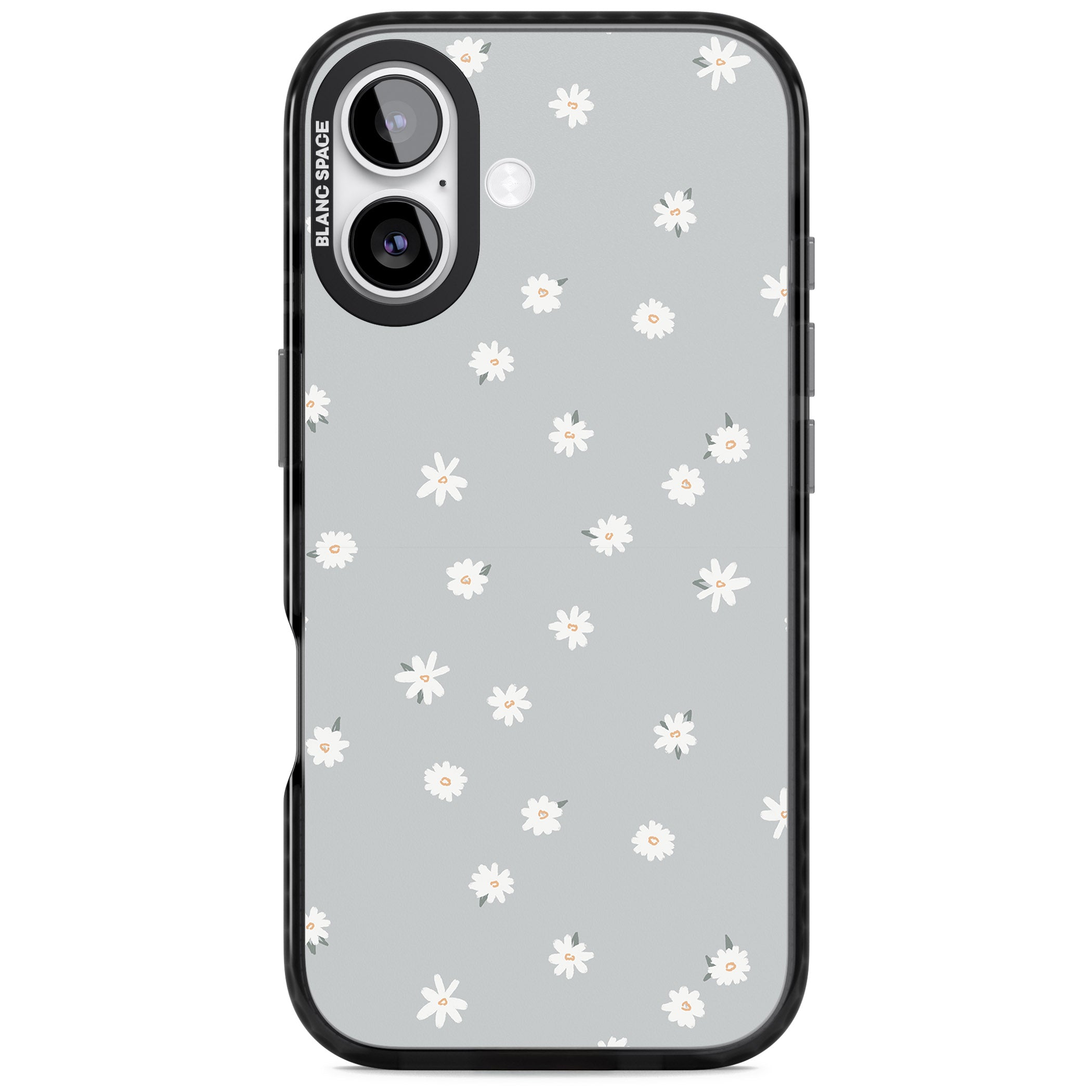 Painted Daisy Blue Grey iPhone 17 Impact Pro Black Phone Case