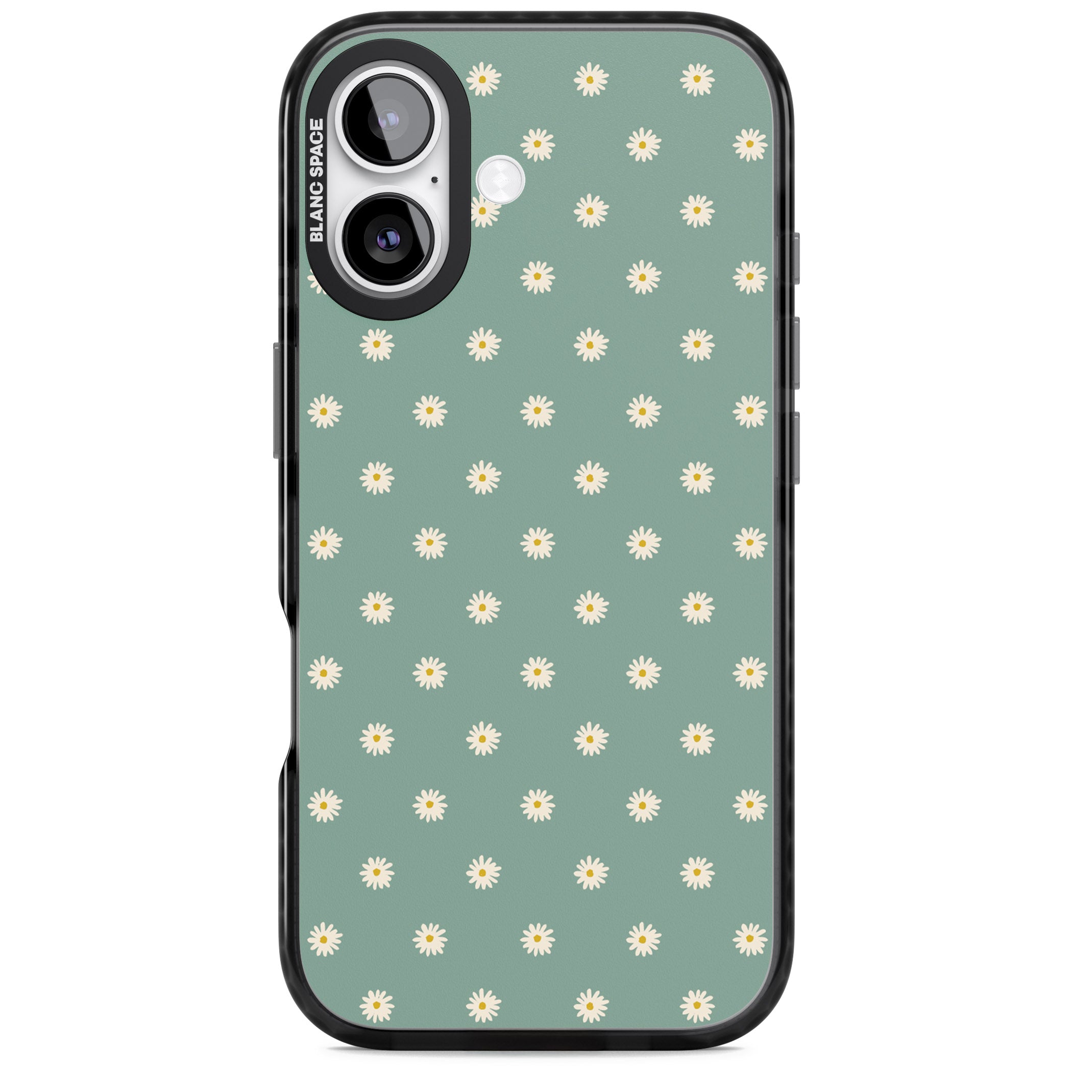 Sage Daisy Floral iPhone 17 Impact Pro Black Phone Case