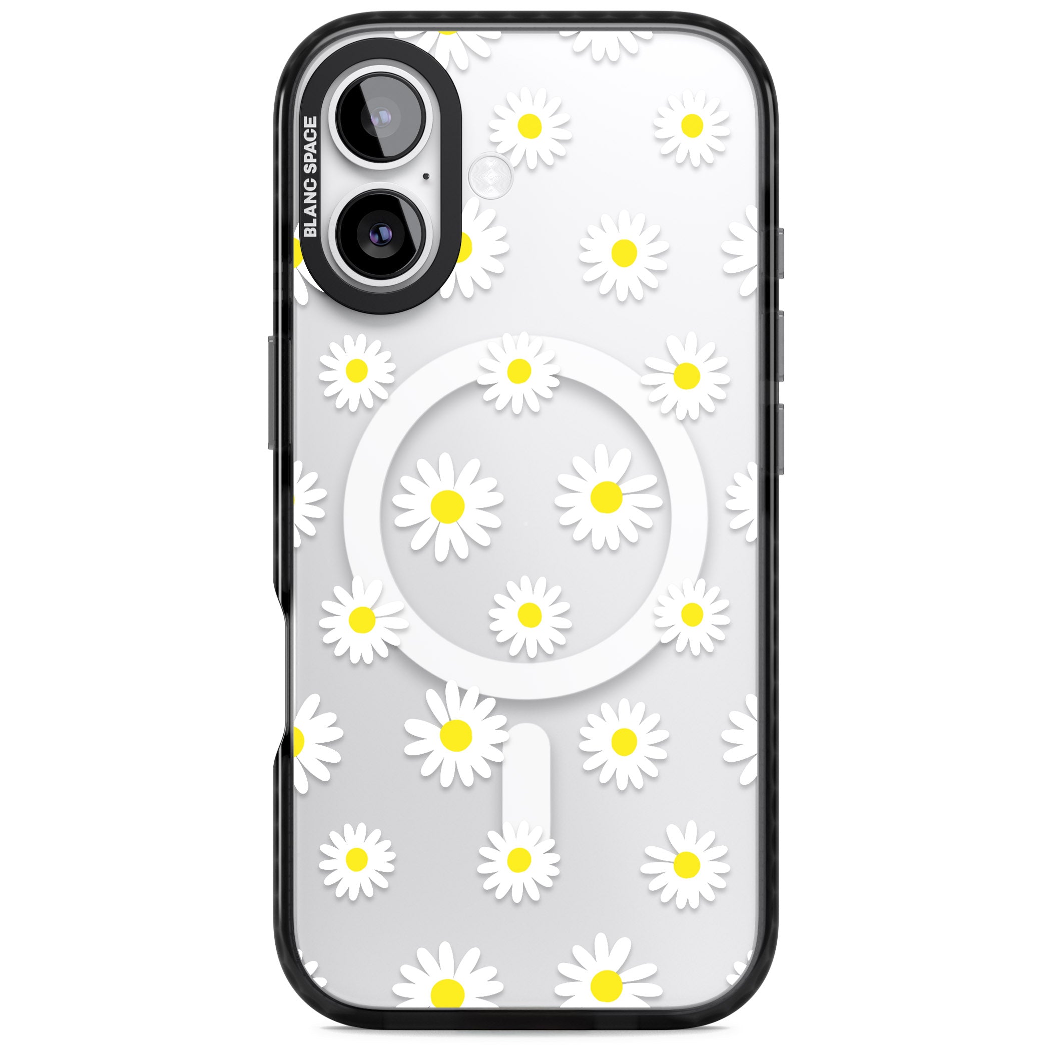 Personalised White Daisy Pattern iPhone 17 Impact Pro Black Phone Case