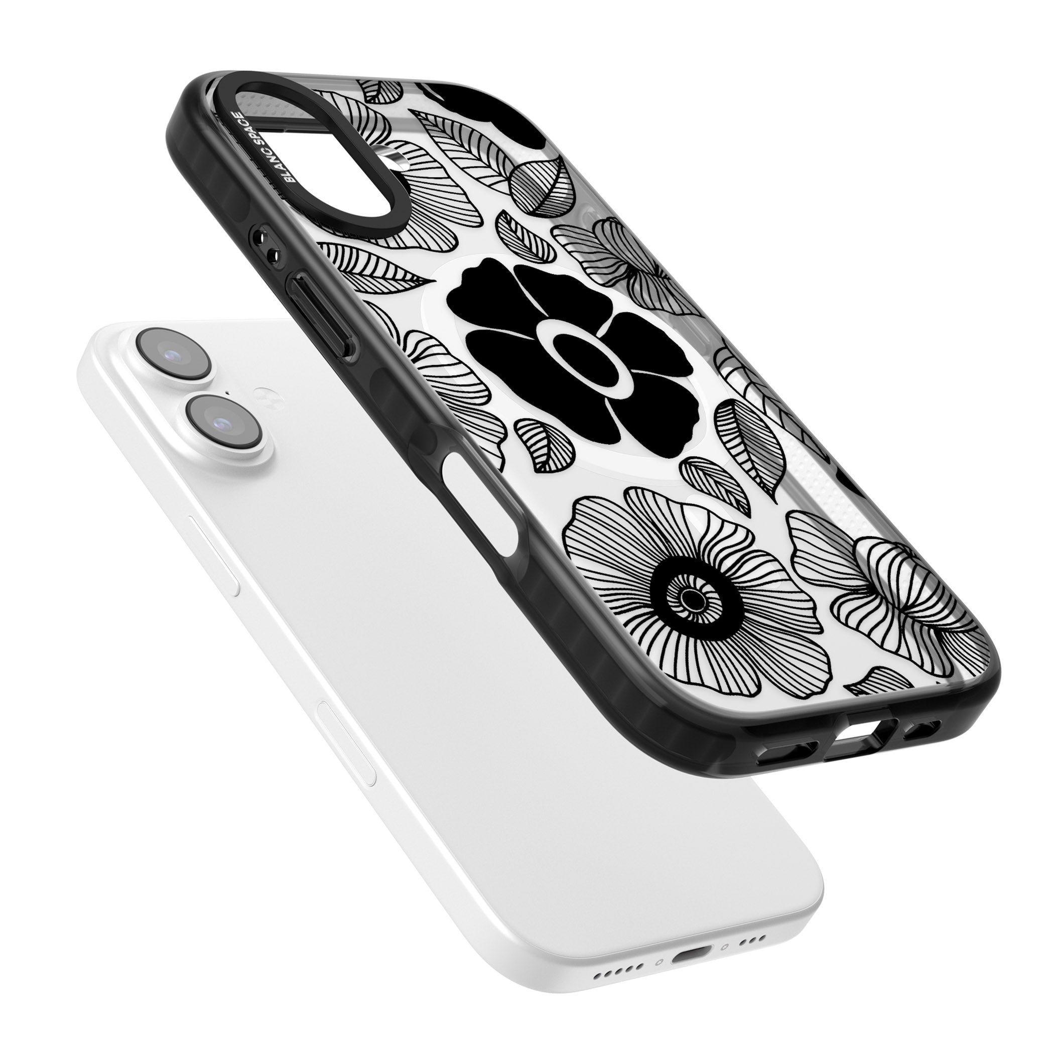 Black Flowers iPhone 17 Impact Pro Black Phone Case Colours