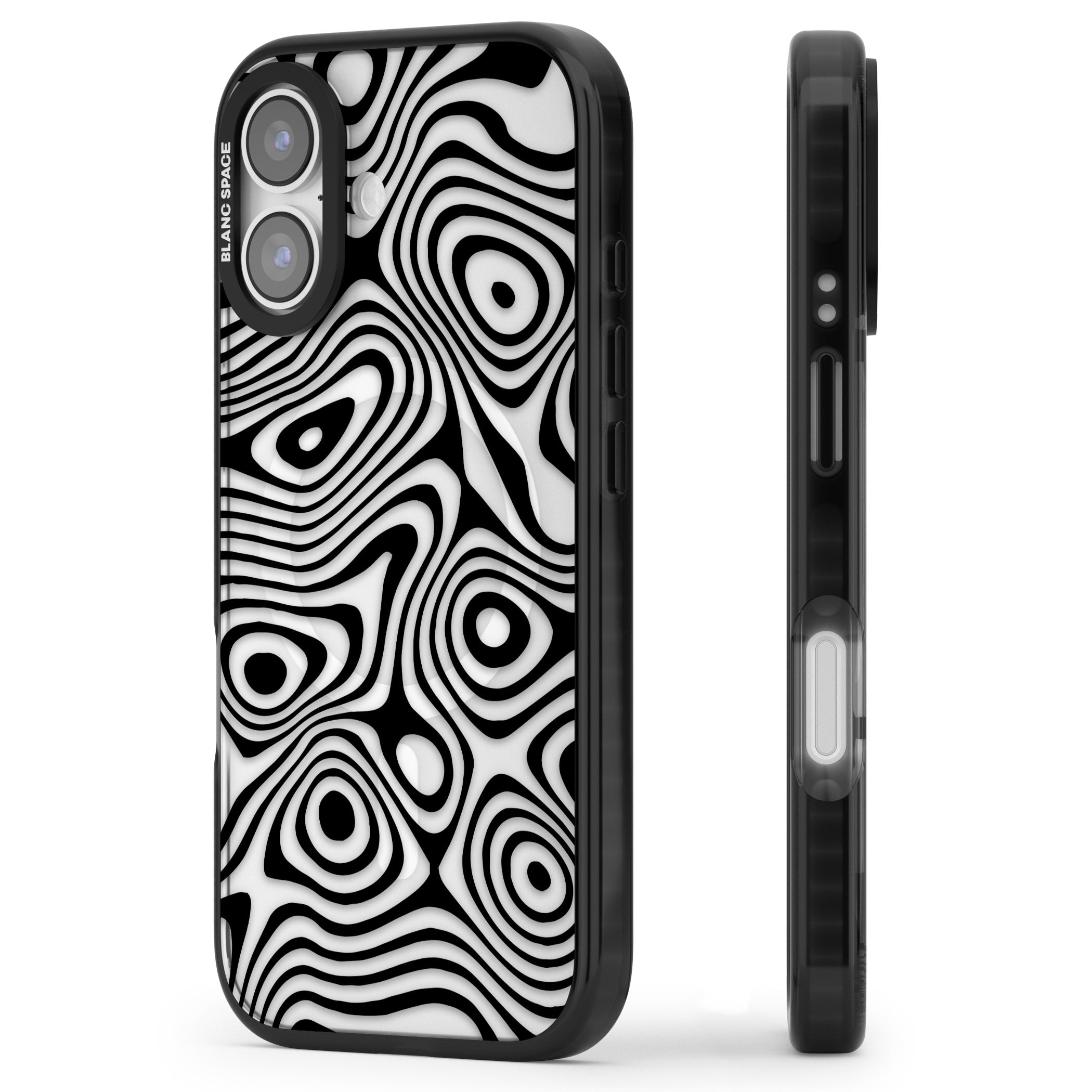 Dark Topographic Map iPhone 17 Impact Pro Black Phone Case Side Profile