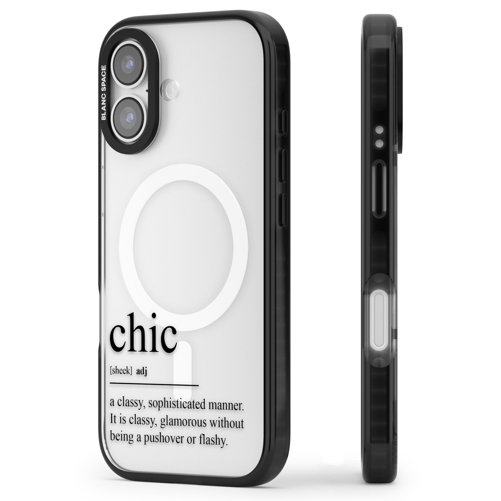 Chic iPhone 17 Impact Pro Black Phone Case Side Profile