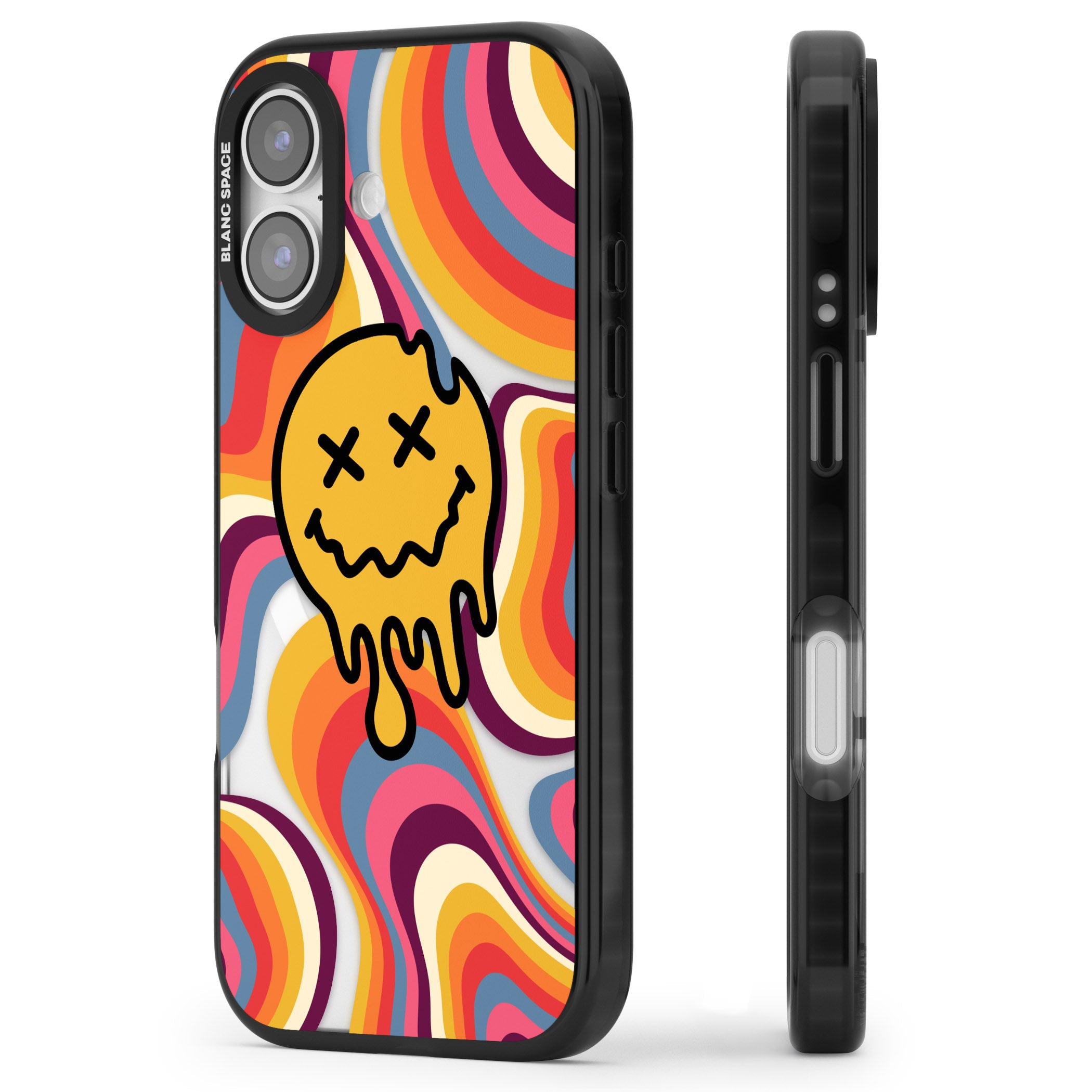 Trippy Face Melt iPhone 17 Impact Pro Black Phone Case Side Profile