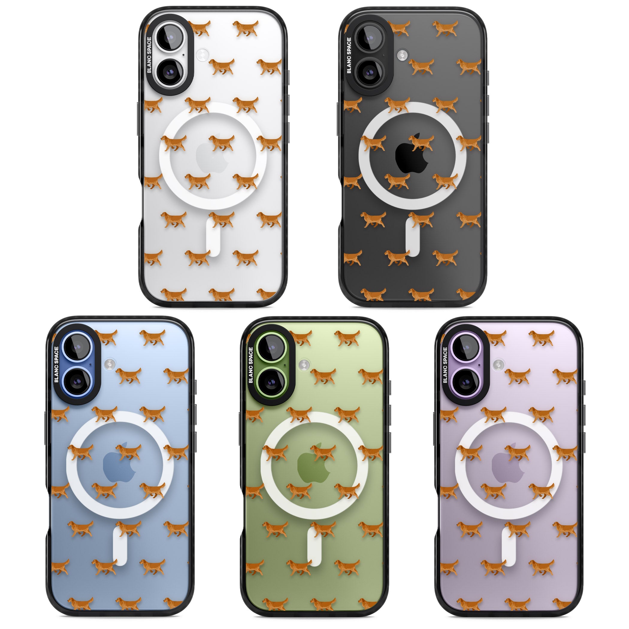 Golden Retriever Dog Pattern Clear iPhone 17 Impact Pro Black Phone Case APT Impact Protection