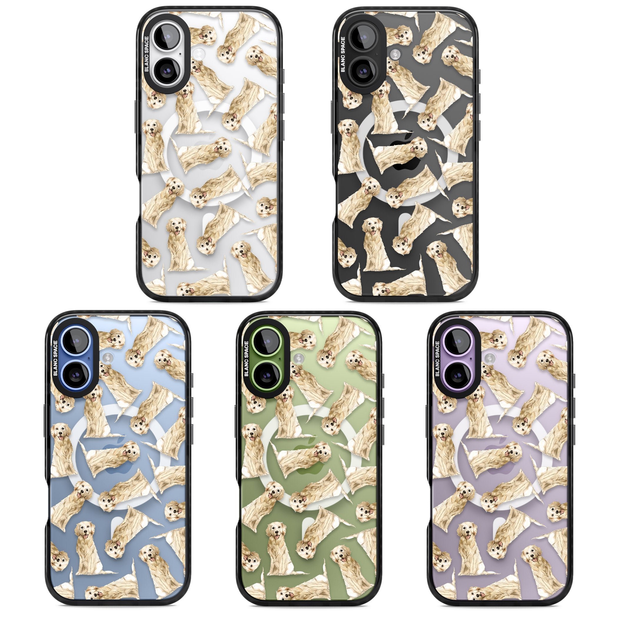 Golden Retriever Watercolor Pattern iPhone 17 Impact Pro Black Phone Case APT Impact Protection