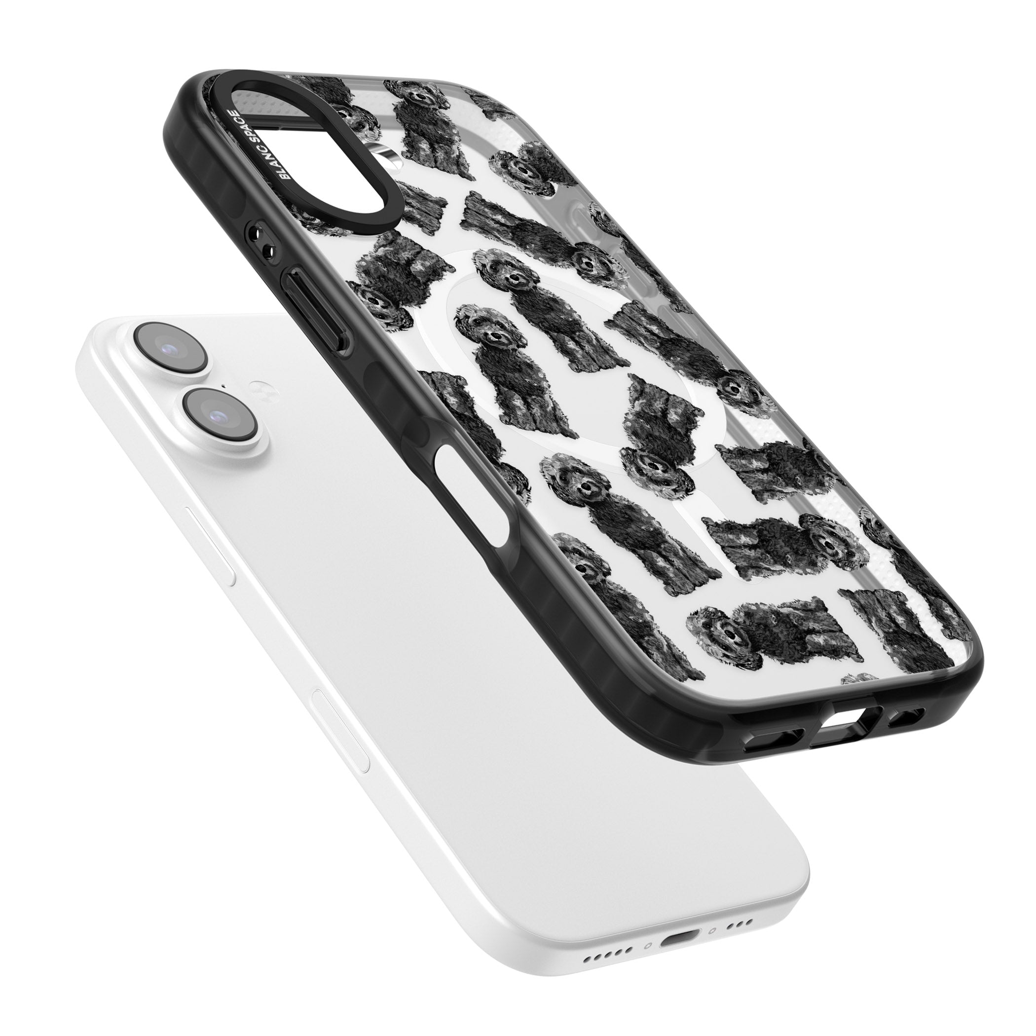 Black Cockapoo Watercolor iPhone 17 Impact Pro Black Phone Case Colours