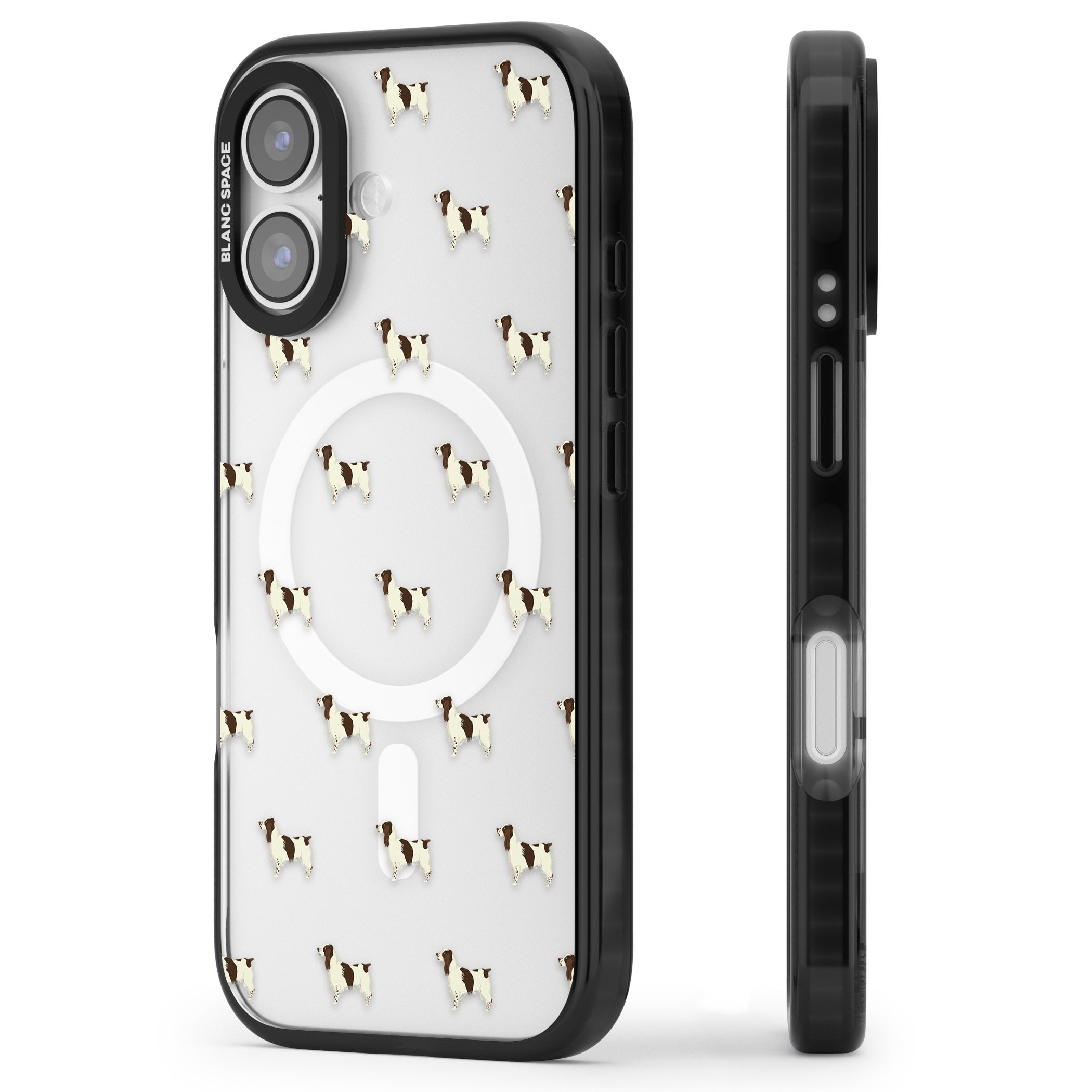 Spaniel Pattern iPhone 17 Impact Pro Black Phone Case Side Profile