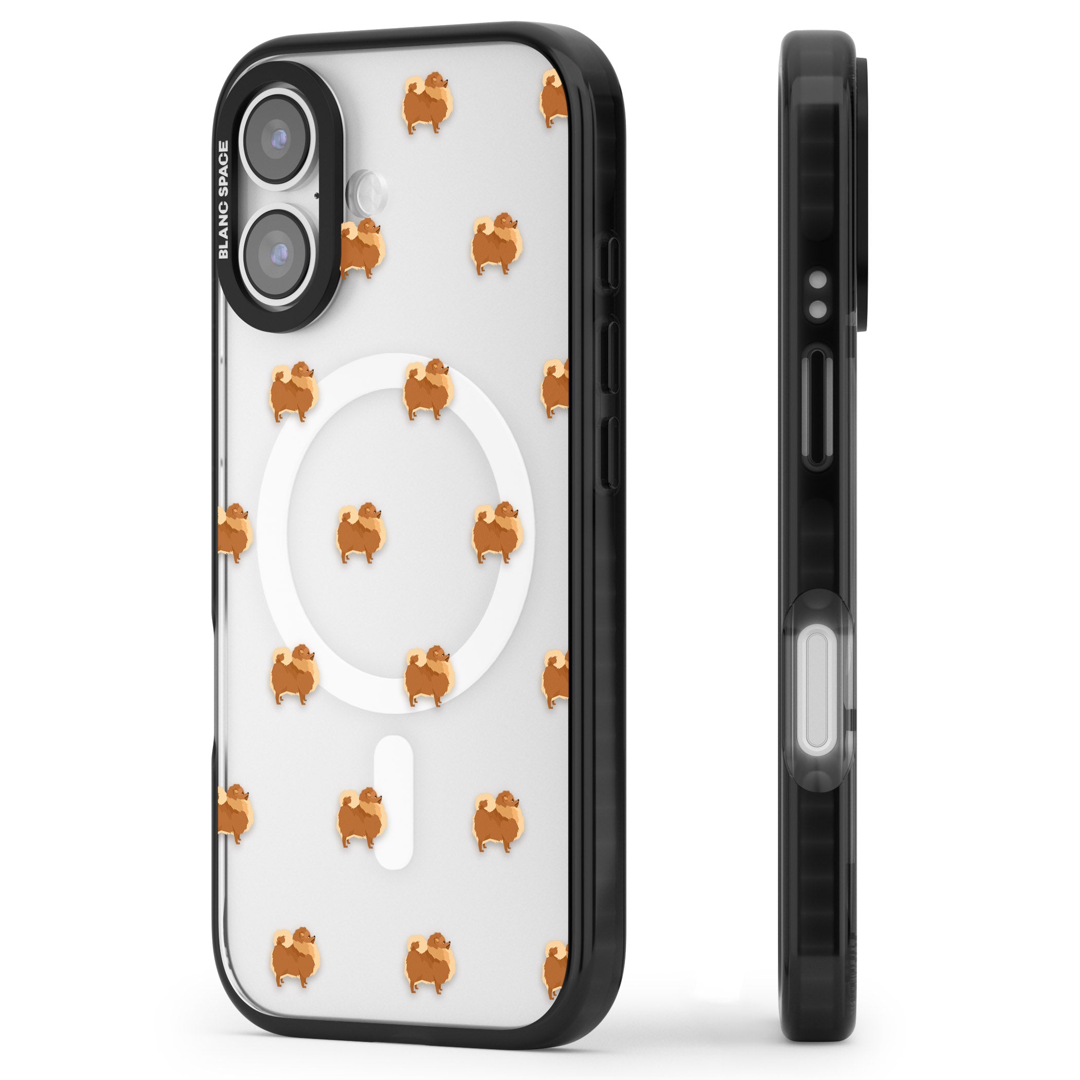 Pomeranian Delight iPhone 17 Impact Pro Black Phone Case Side Profile