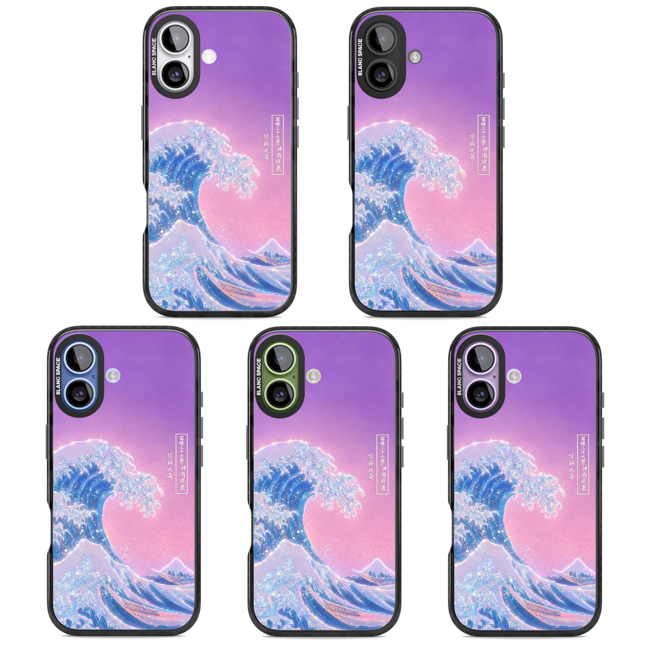 The Great Opal Wave Japanese iPhone case featuring Hokusai's great wave in iridescent pastels with lilac sky and Mou | Black Impact Magsafe case for iPhone 17