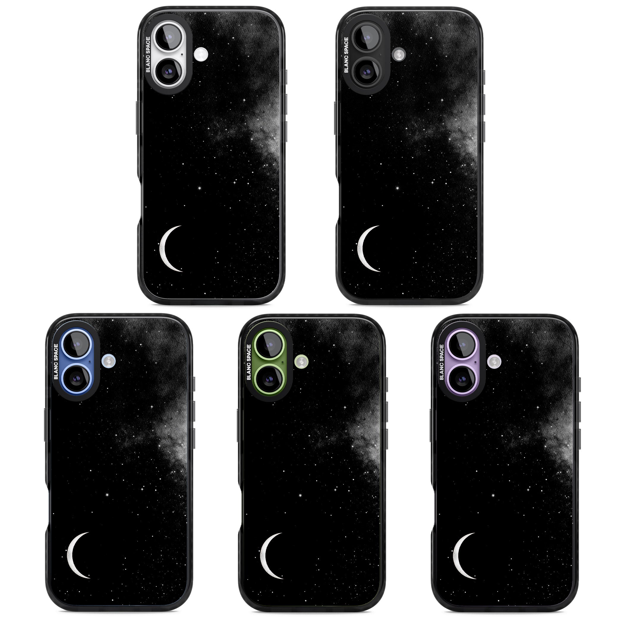 Night Sky Galaxies: Crescent Moon iPhone 17 Impact Pro Black Phone Case APT Impact Protection