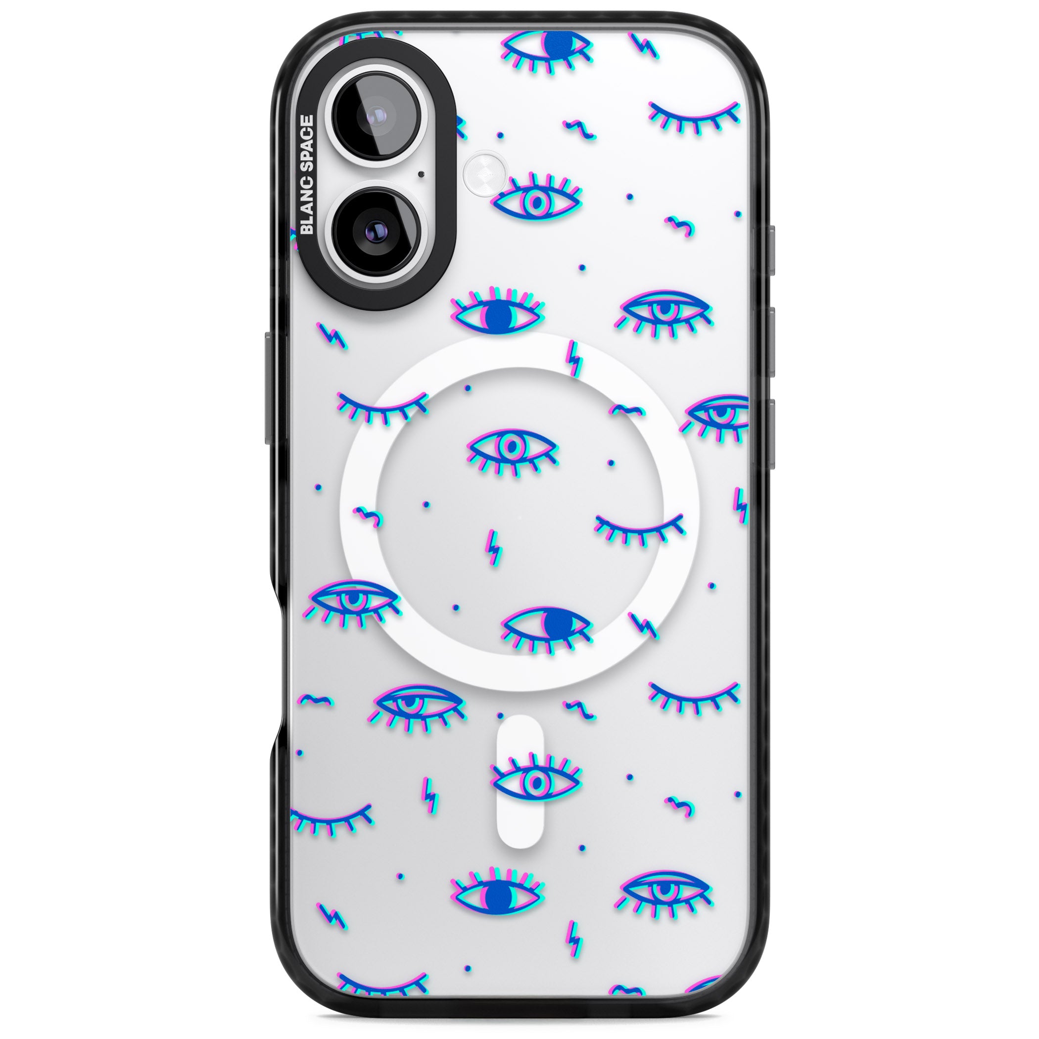 Duotone Psychedelic Eyes iPhone 17 Impact Pro Black Phone Case
