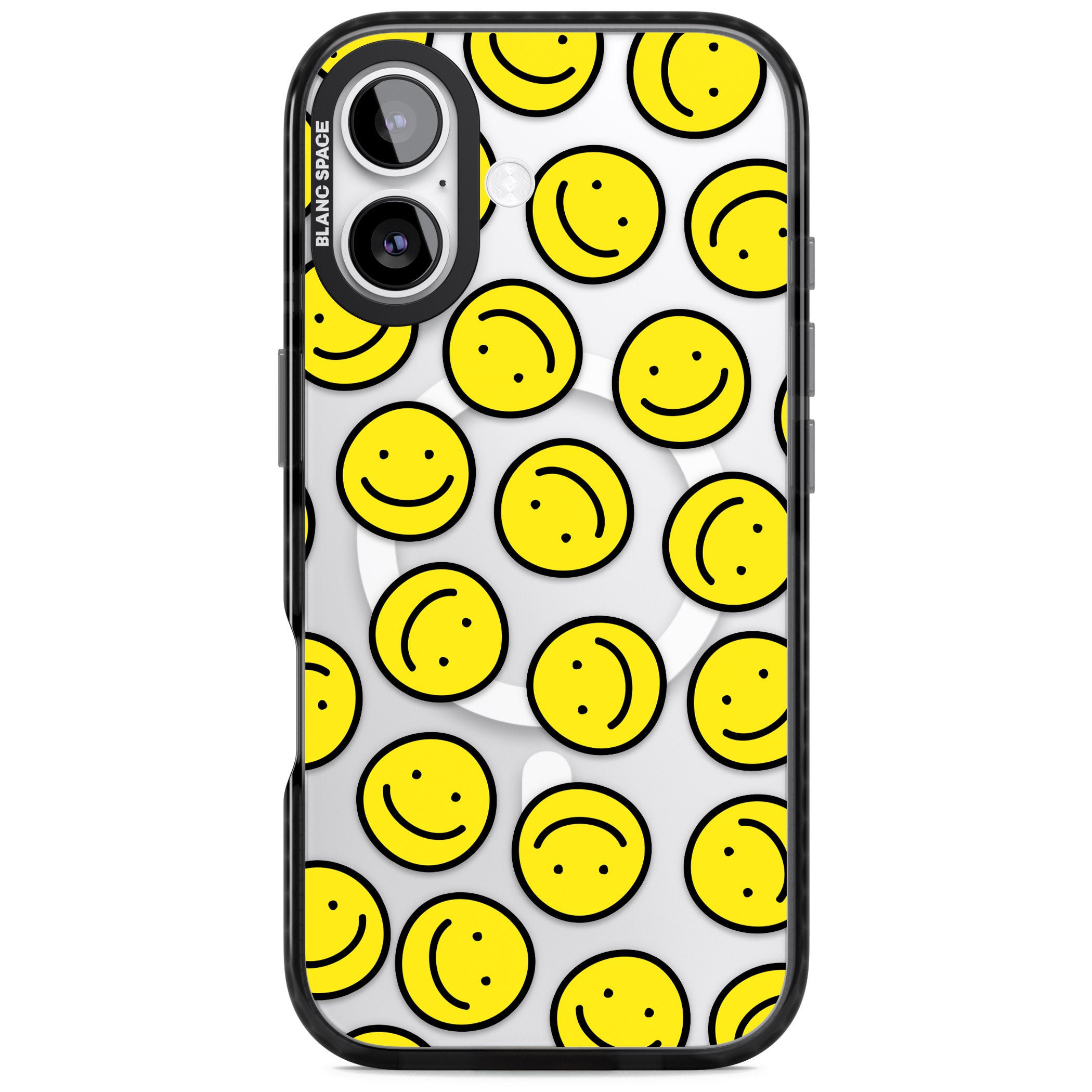 Smiley Face Pattern iPhone 17 Impact Pro Black Phone Case