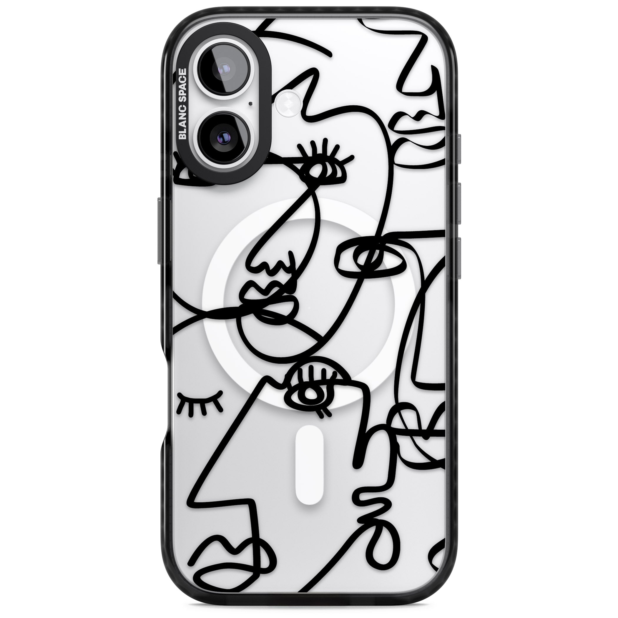 Abstract Line Art Black Clear iPhone 17 Impact Pro Black Phone Case