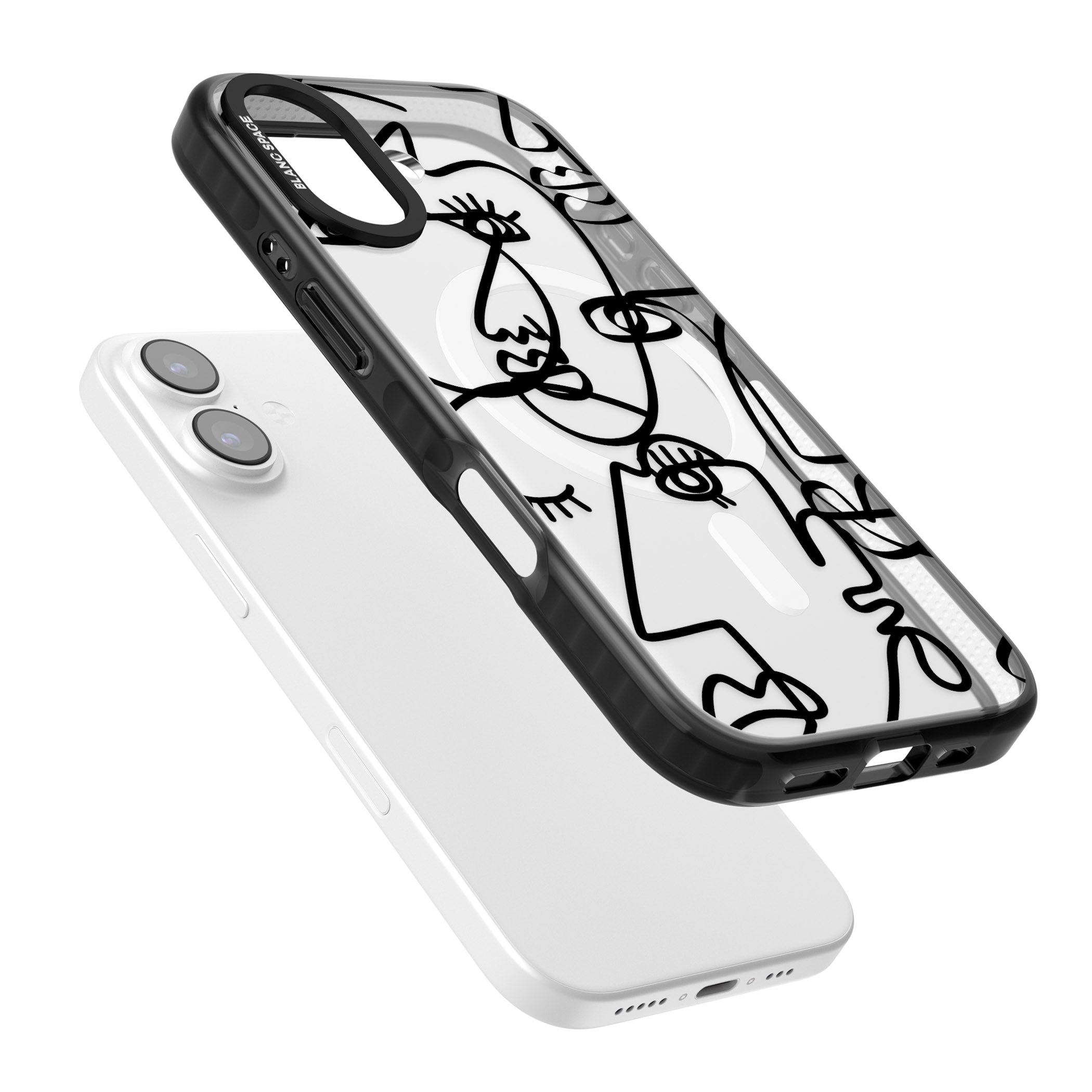 Abstract Line Art Black Clear iPhone 17 Impact Pro Black Phone Case Colours
